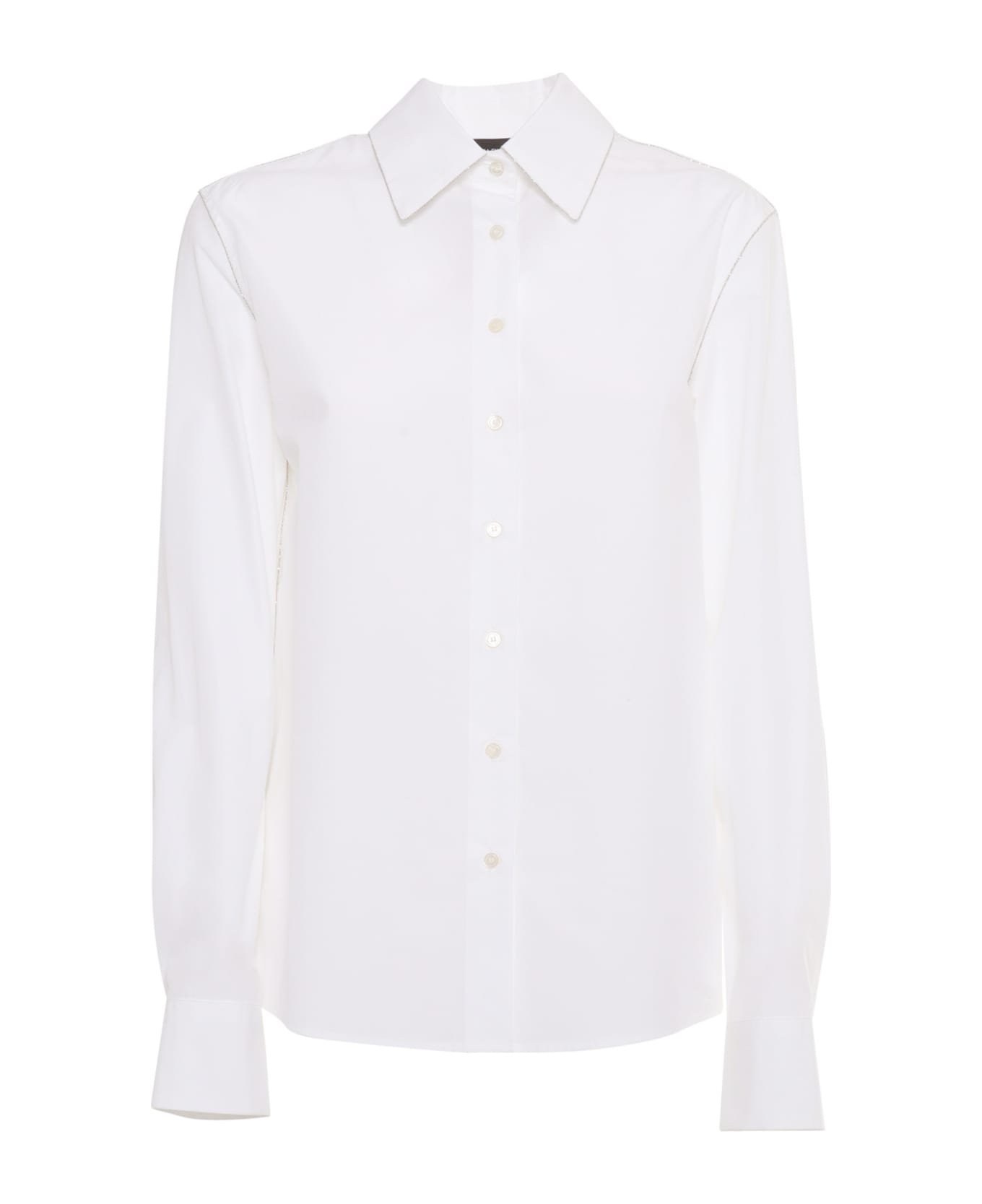 Fabiana Filippi Poplin Basic Shirt With Filo Diamante - WHITE