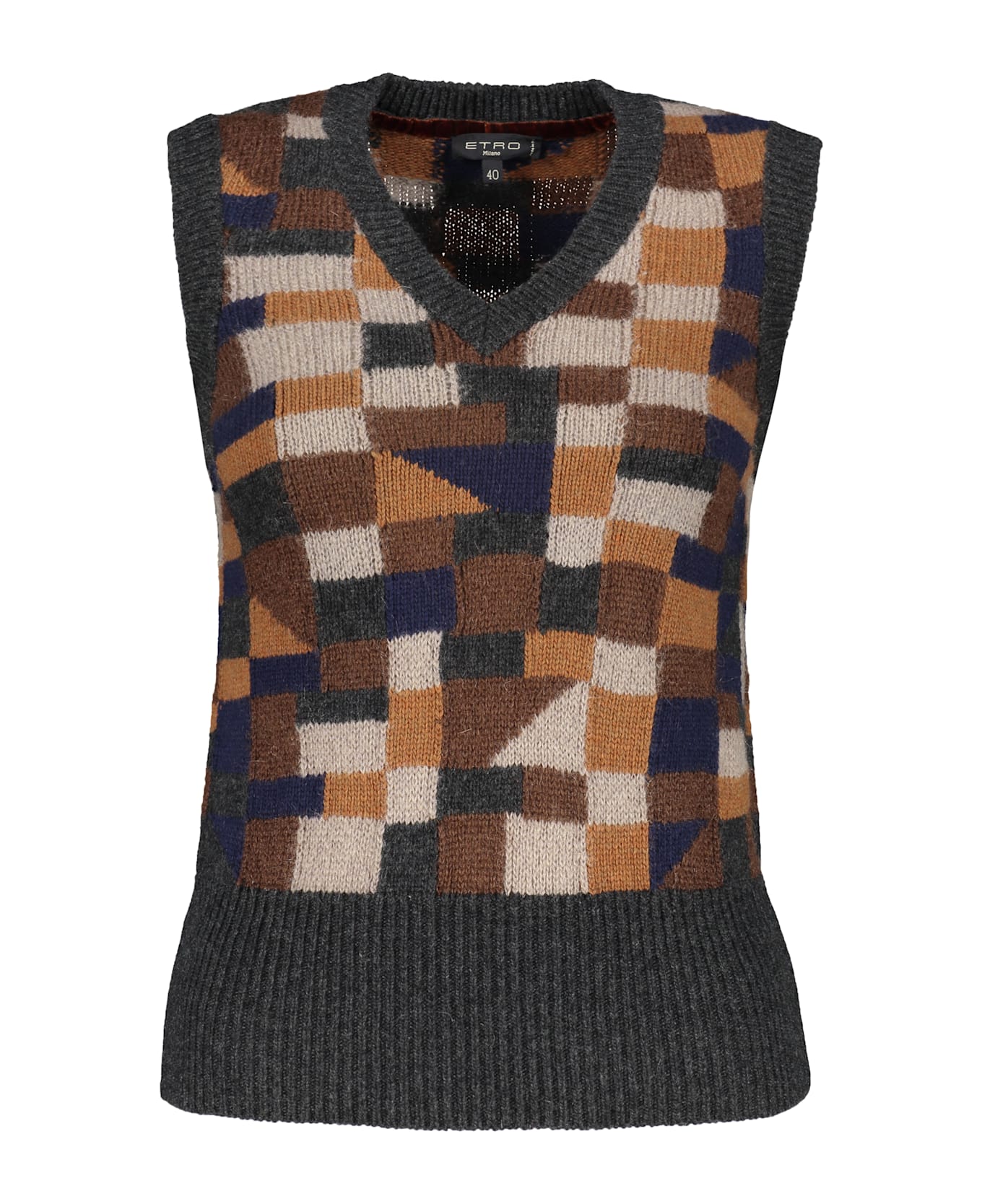 Etro Wool Blend Vest - grey