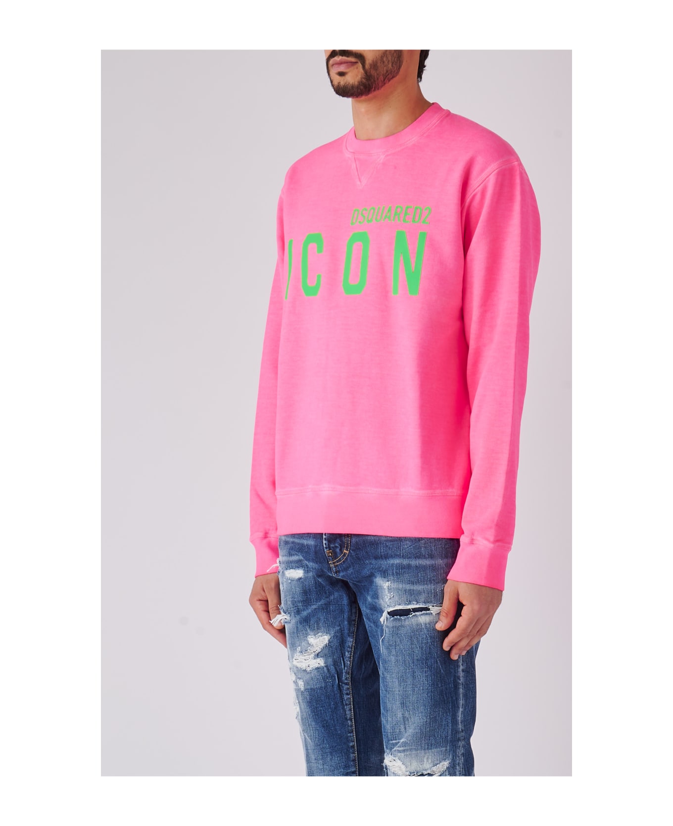 Dsquared2 Be Icon Cool Fit Tee Crewneck Sweatshirt - ROSA FLUO