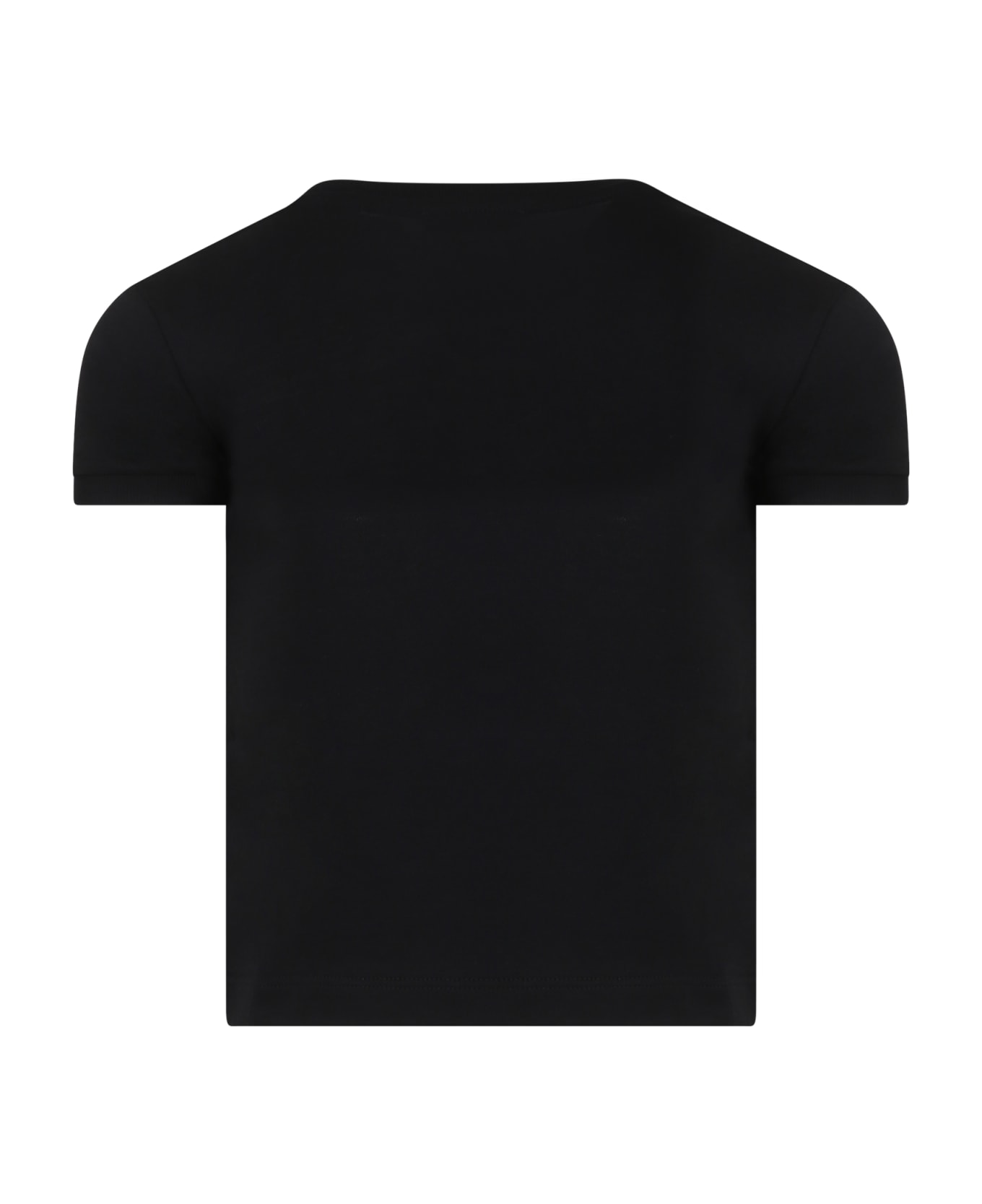 Dolce & Gabbana Black T-shirt For Girl With Iconic Monogram - Black Tシャツ＆ポロシャツ