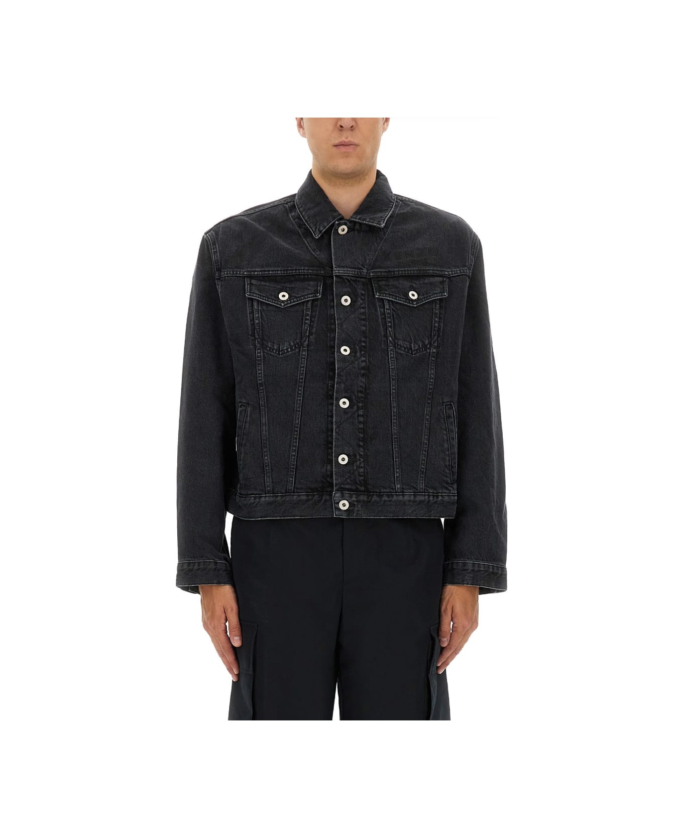 Kenzo Truker Jacket With "boke Flower" Embroidery - GREY