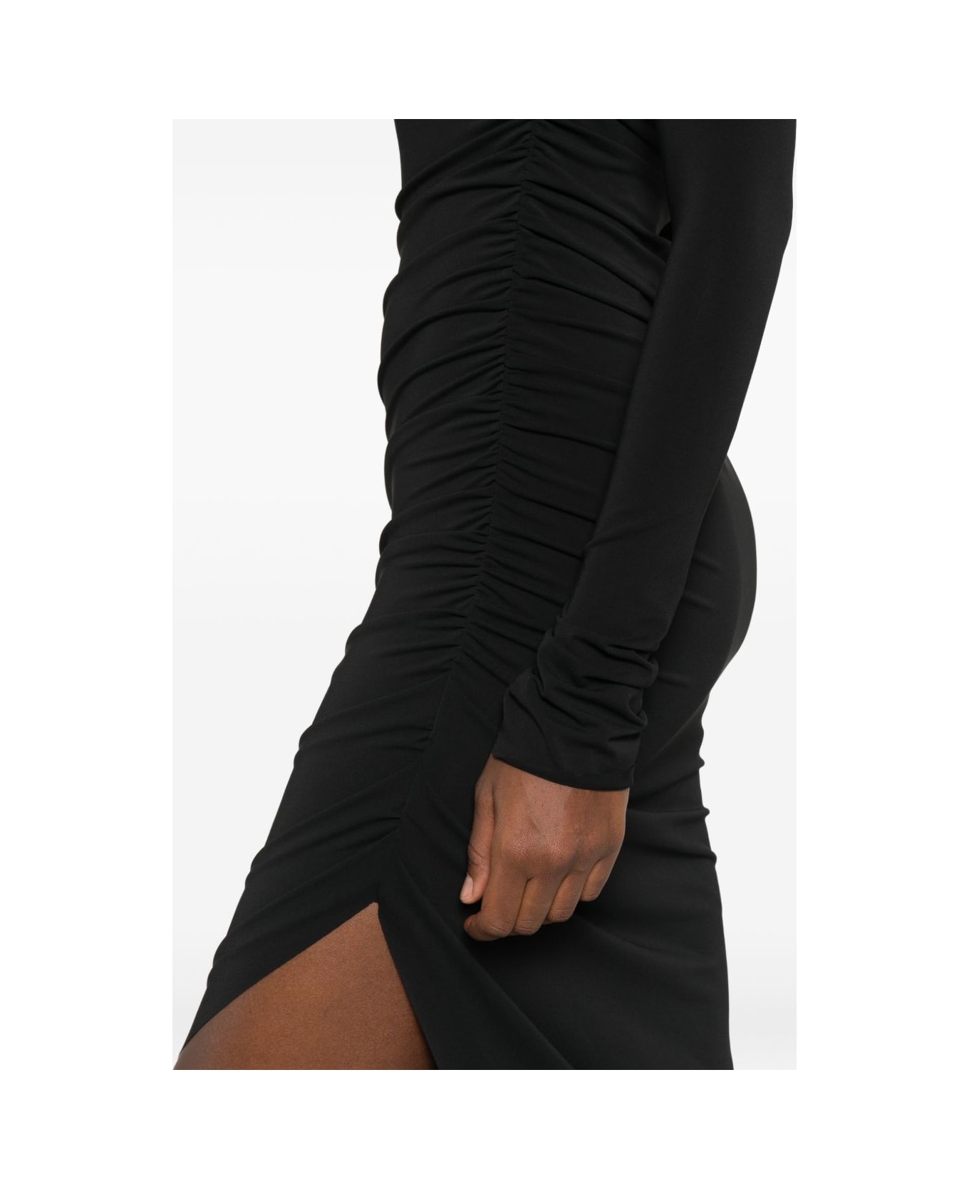 Amen Black Asymmetrical Draped Dress - Black