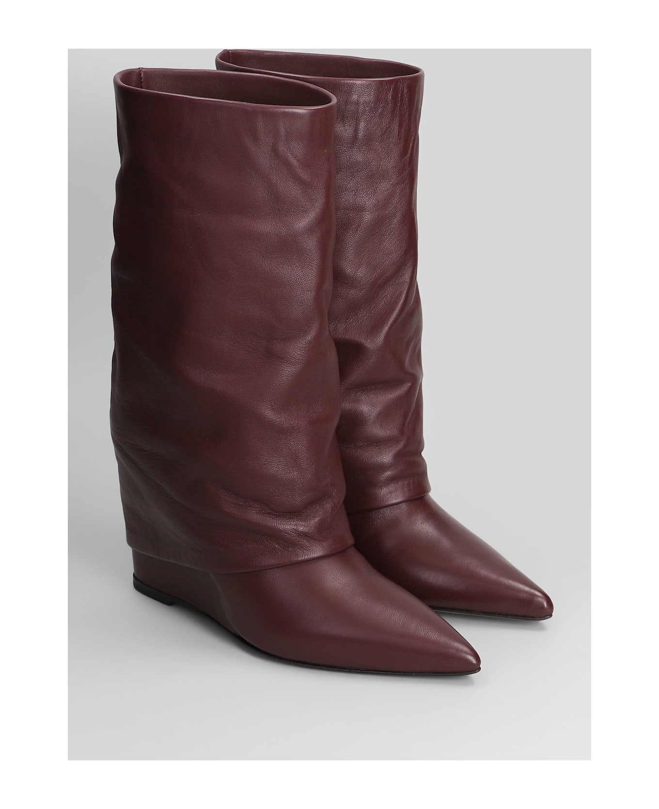 The Seller High Heels Ankle Boots In Bordeaux Leather - bordeaux