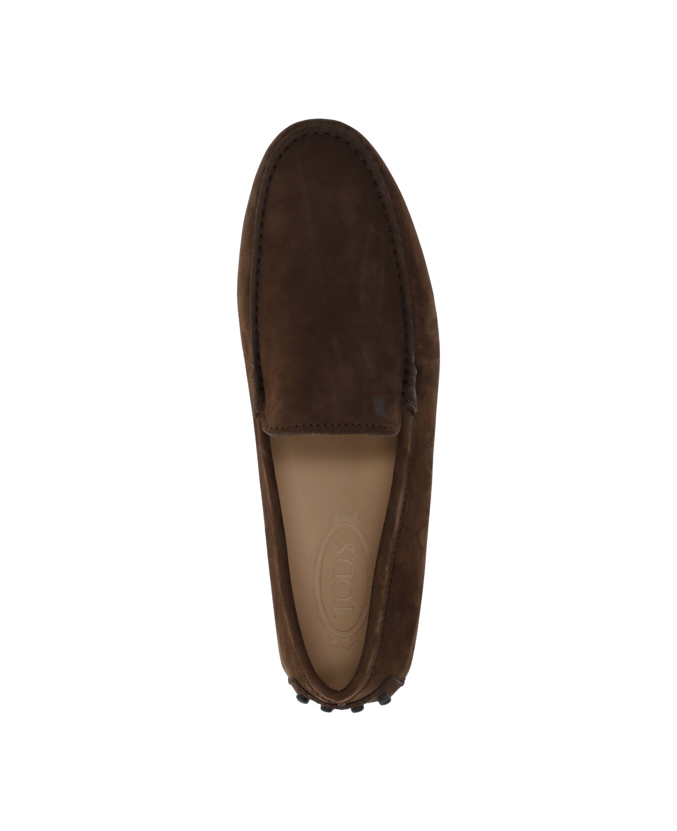 Tod's Logo Embroidered Round Toe Loafers - Brown
