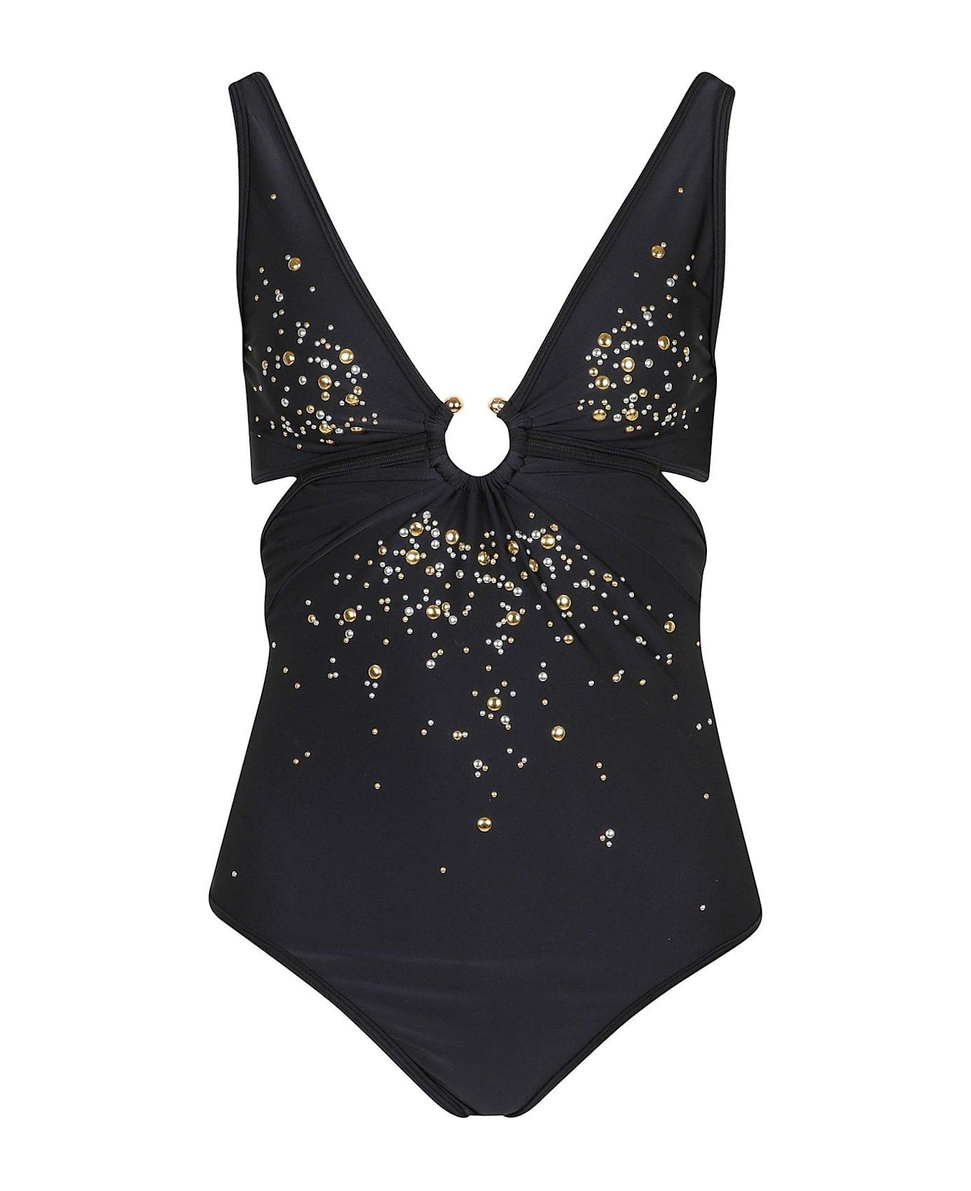 Paco Rabanne Embellished One Piece Swimsuit - Black