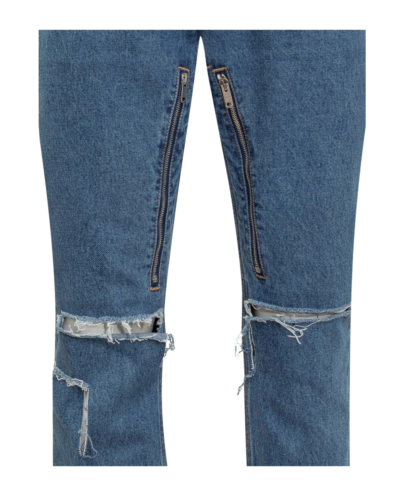 Givenchy Jeans With Zip And Rips Details - INDIGO BLUE デニム