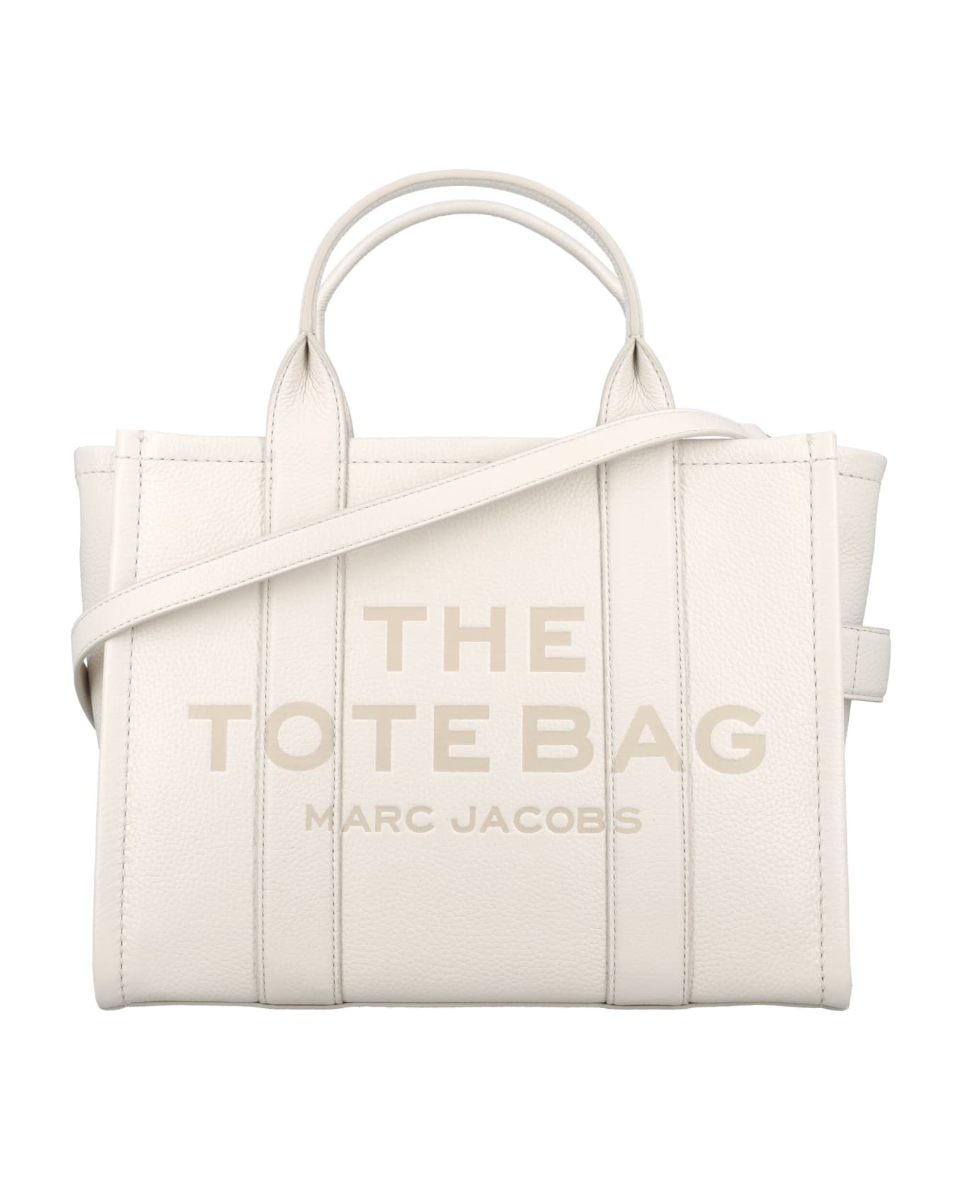 Marc Jacobs The Leather Medium Tote Bag - COTTON SILVER