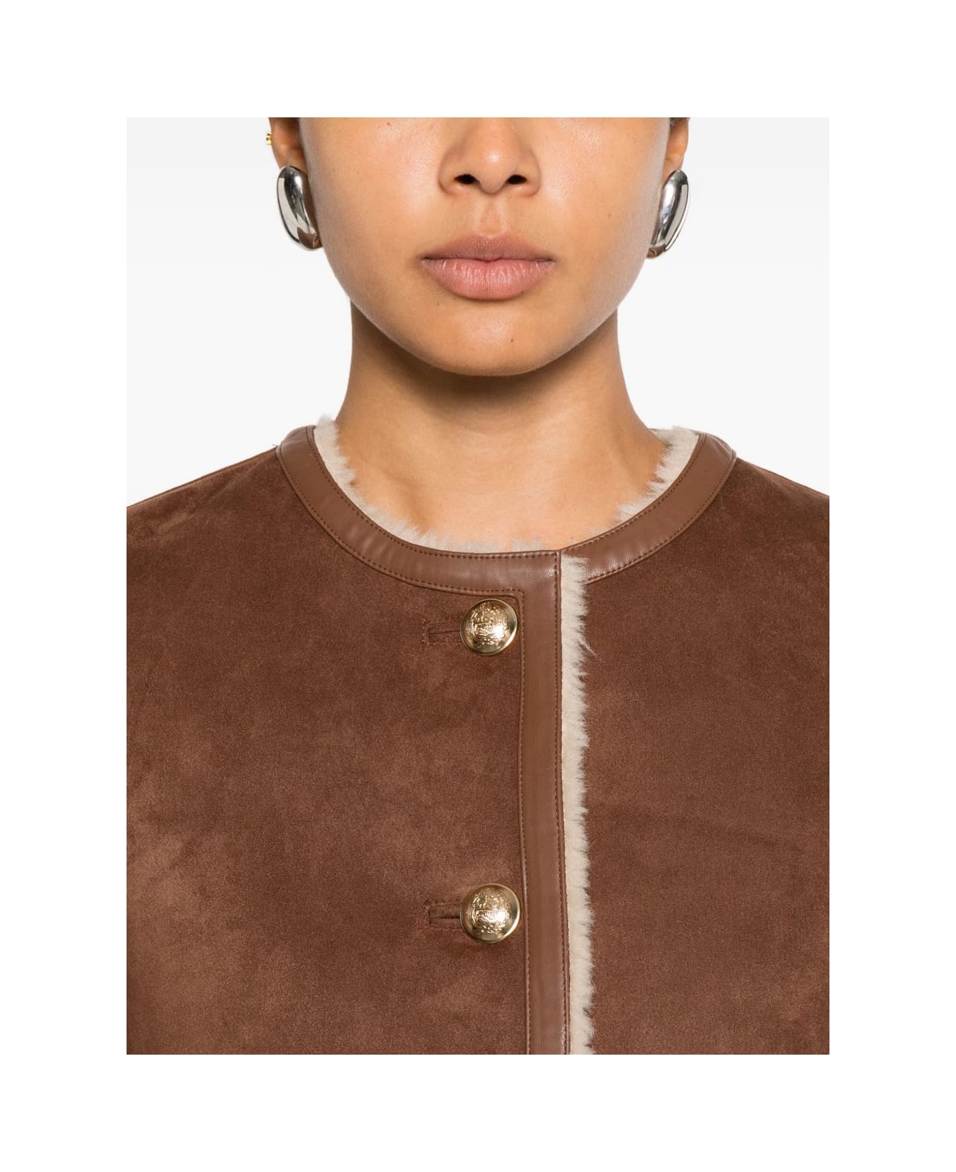 SEMICOUTURE Faux Fur Jacket - Brown