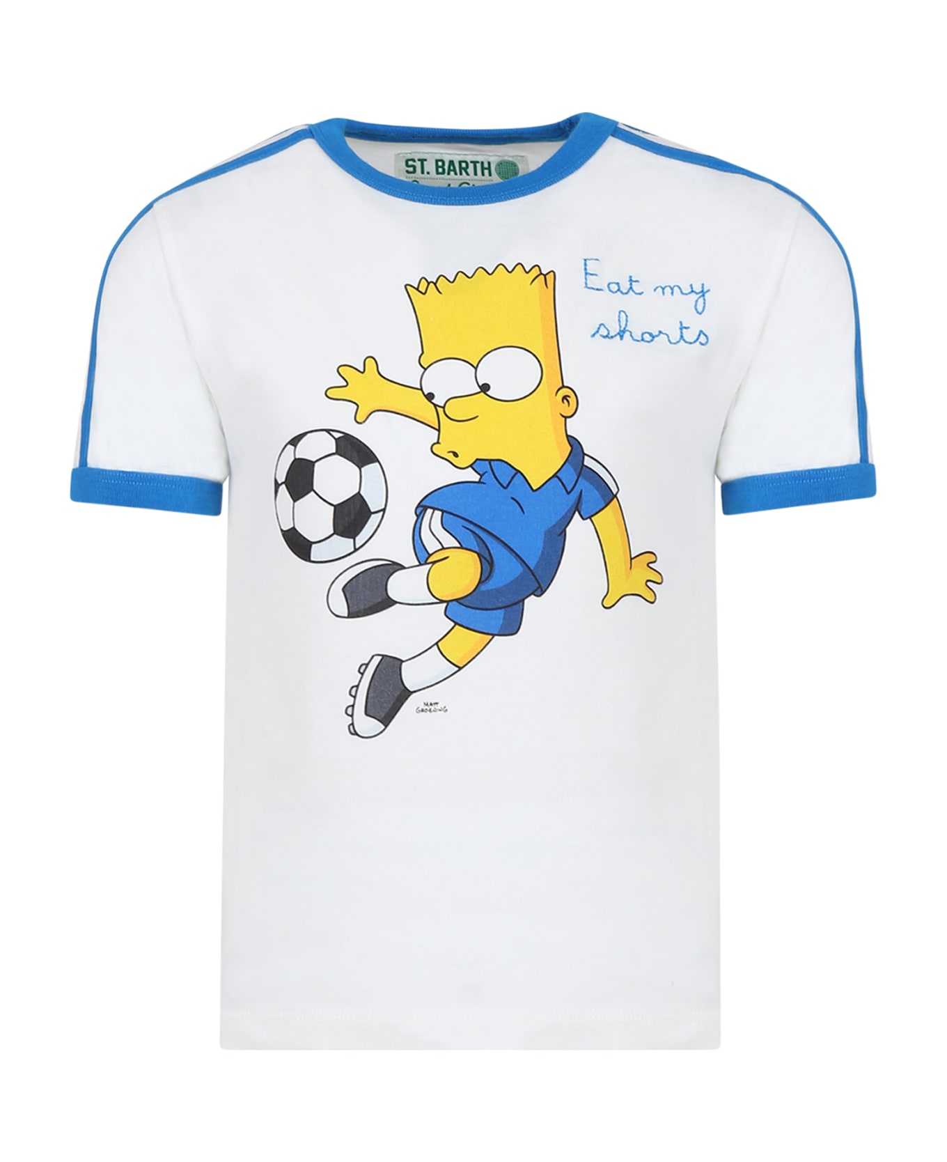 MC2 Saint Barth White T-shirt For Boy With Bart Simpson Print - White