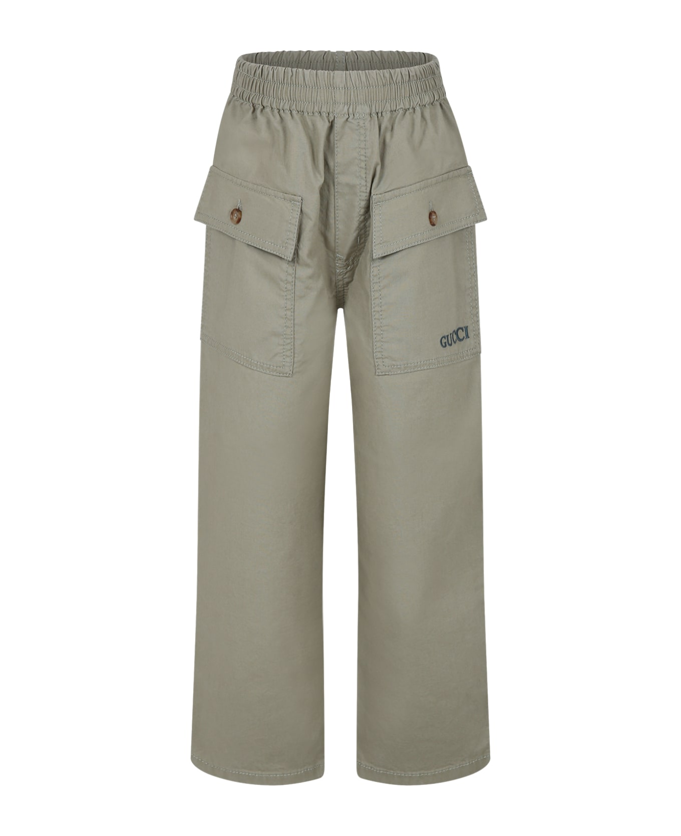 Gucci Green Trousers For Boy With Logo - Green ボトムス
