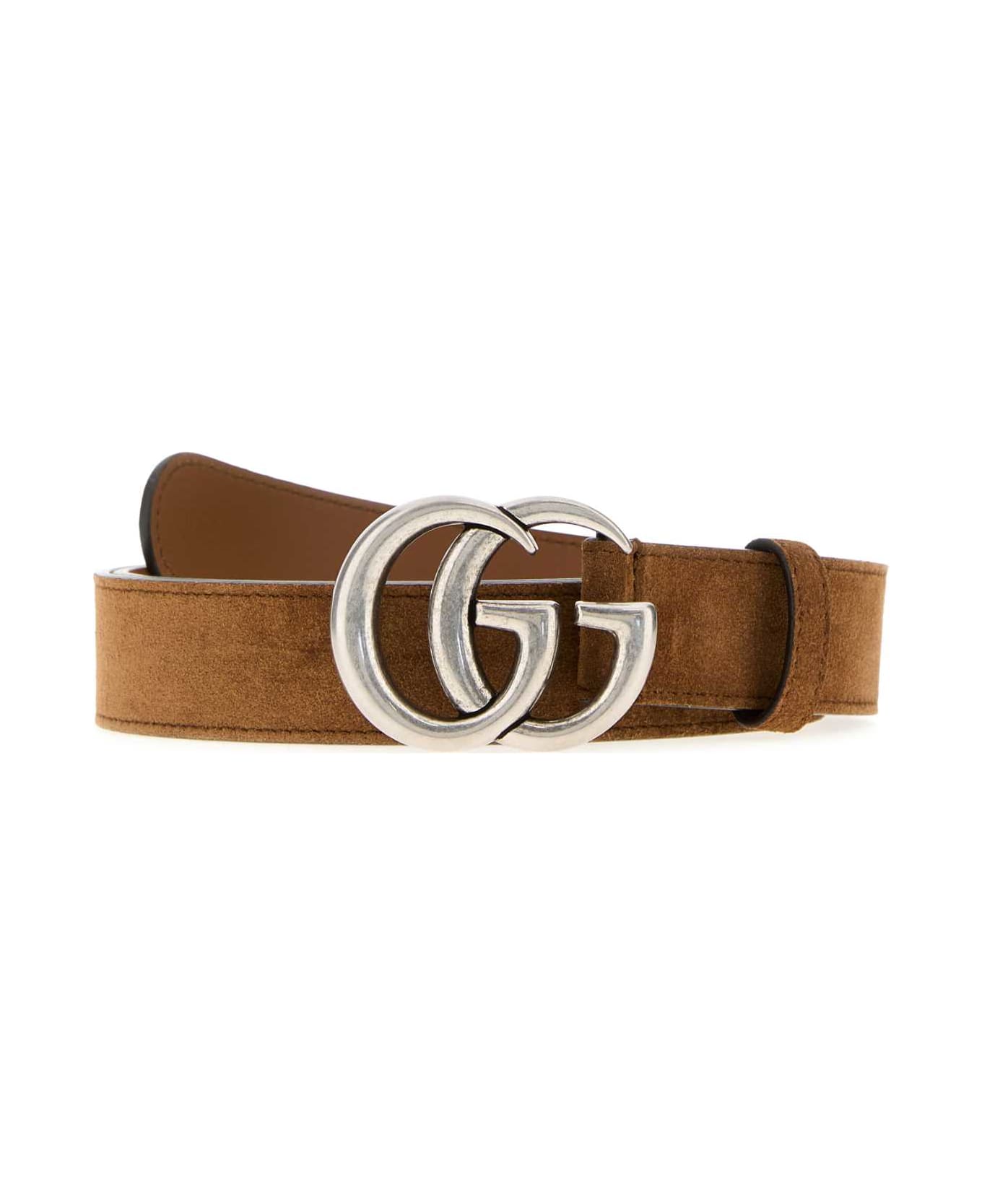 Gucci Camel Suede Belt - NOCCIOLA