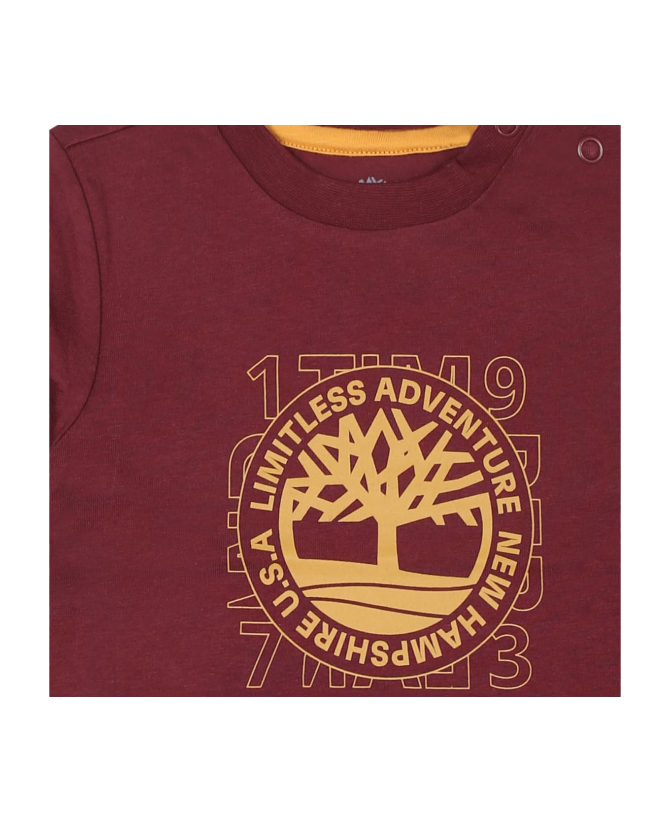 Timberland Burgundy T-shirt For Baby Boy With Tree Print - Bordeaux