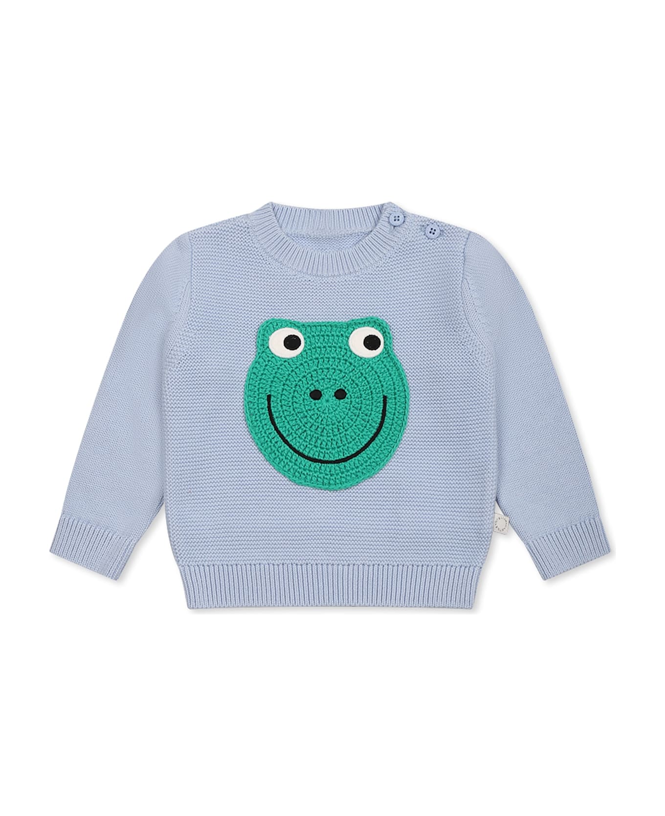 Stella McCartney Kids Light Blue Sweater For Baby Boy With Frog - Light Blue