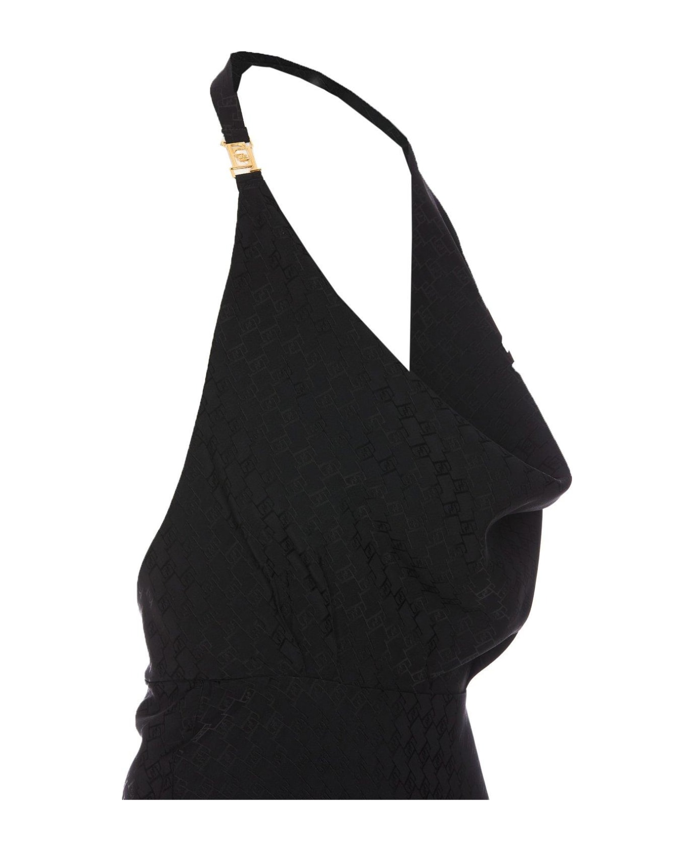 Elisabetta Franchi Logo Jacquard Midi Dress - Black
