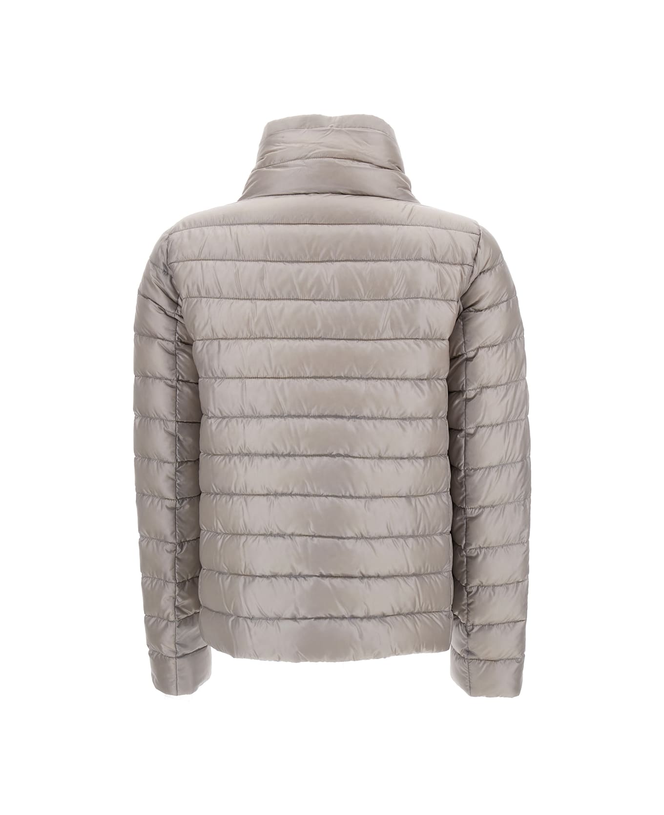 Herno Light Gray Reversible High Neck Down Jacket In Technical Fabric Woman - Chantilly/azzurro