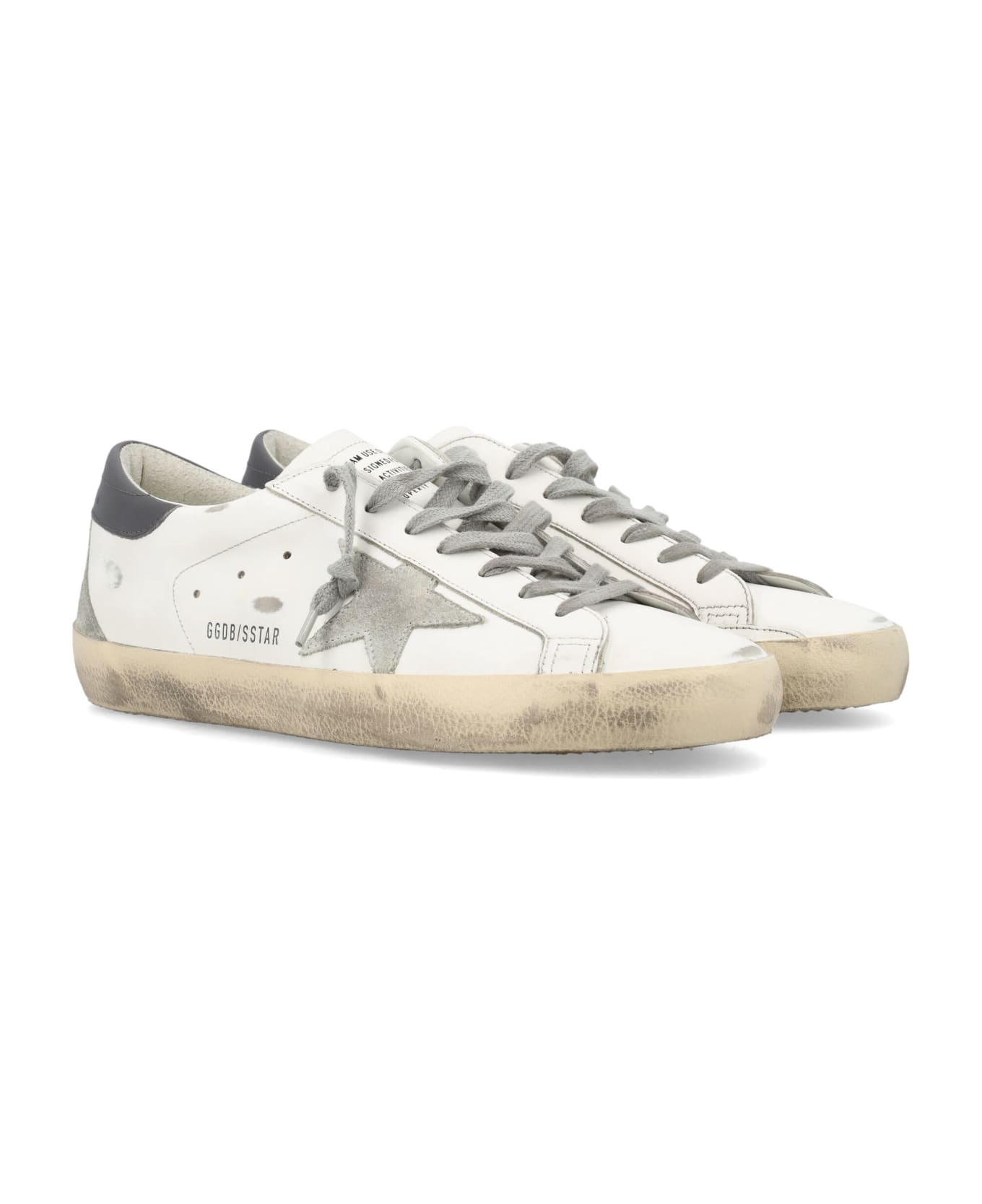 Golden Goose Super-star White And Gray Leather Sneaker - WHITE DARK GREY
