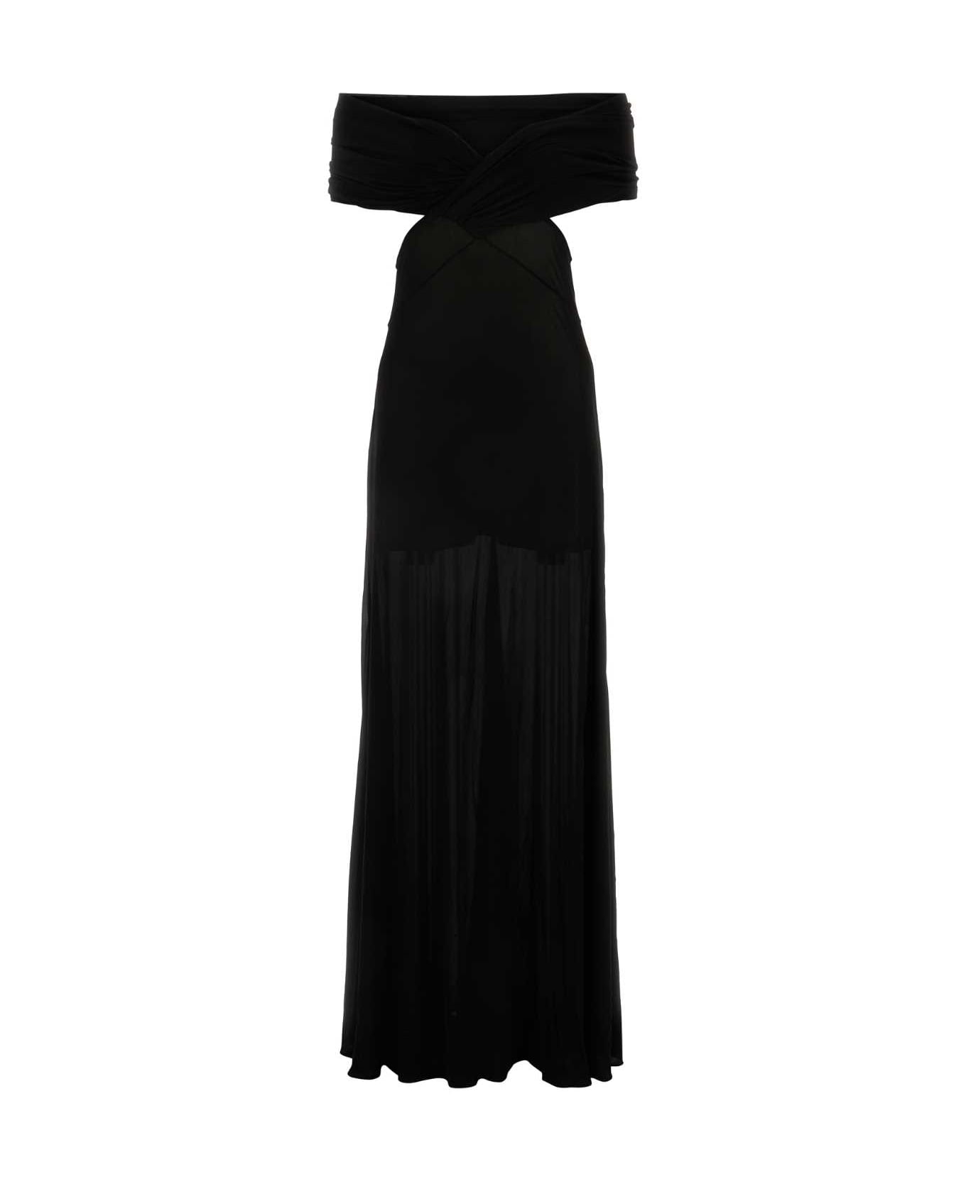 Saint Laurent Black Viscose Long Dress - NOIR