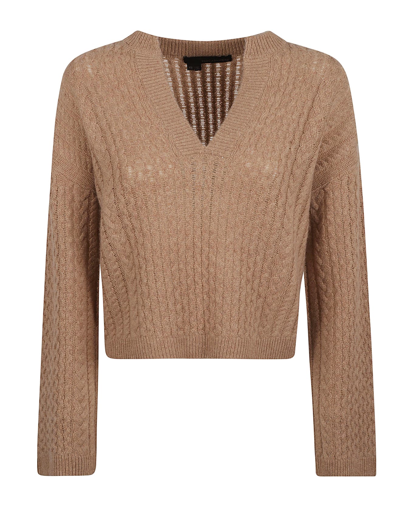 360Cashmere V-neck Cable-knit Sweater - Vicuna