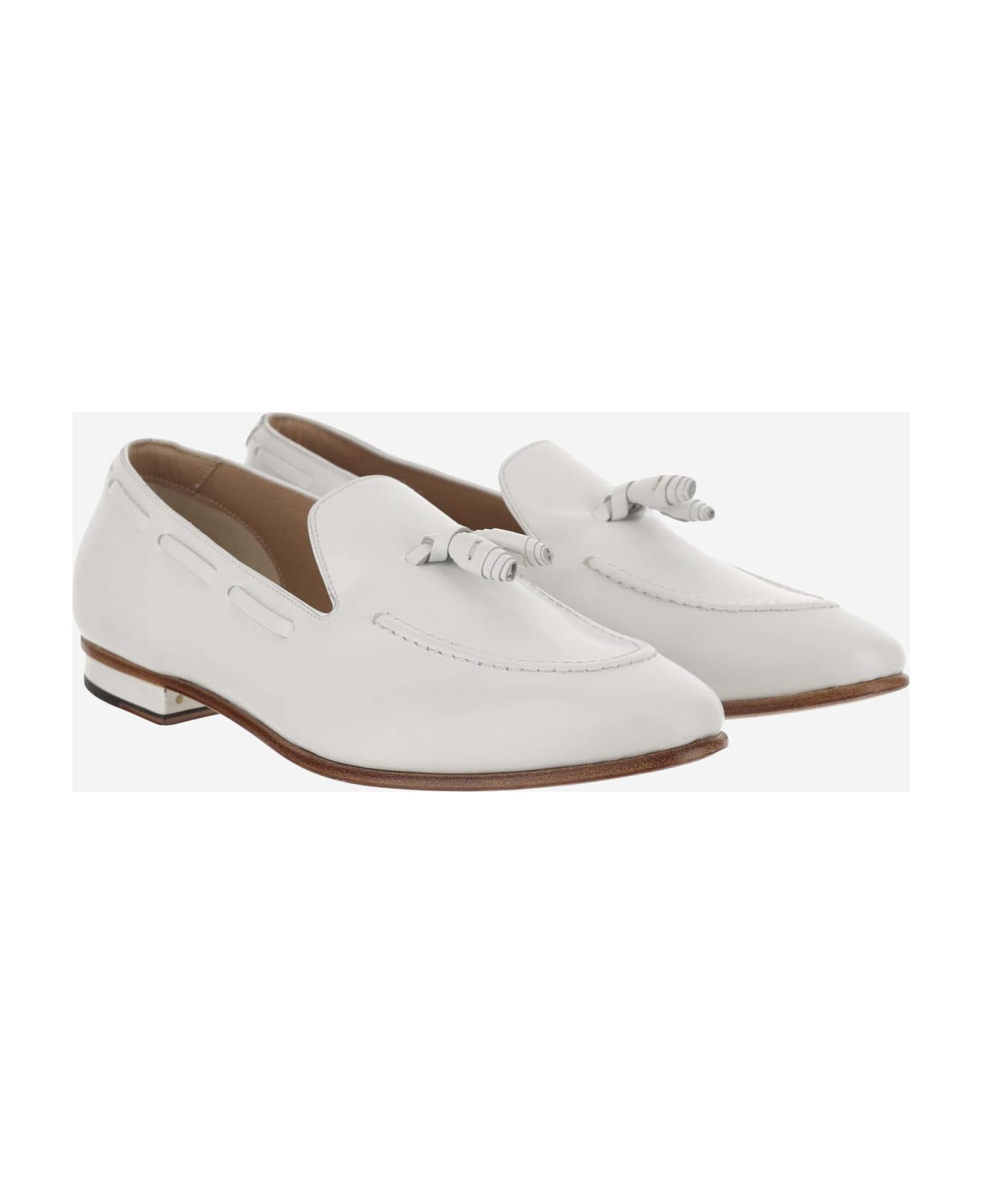 Francesco Russo Leather Moccasins - White
