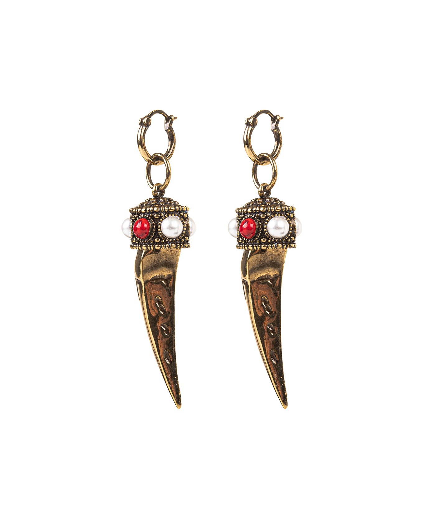 Roberto Cavalli Earrings With Tusk And Decoration - Gold