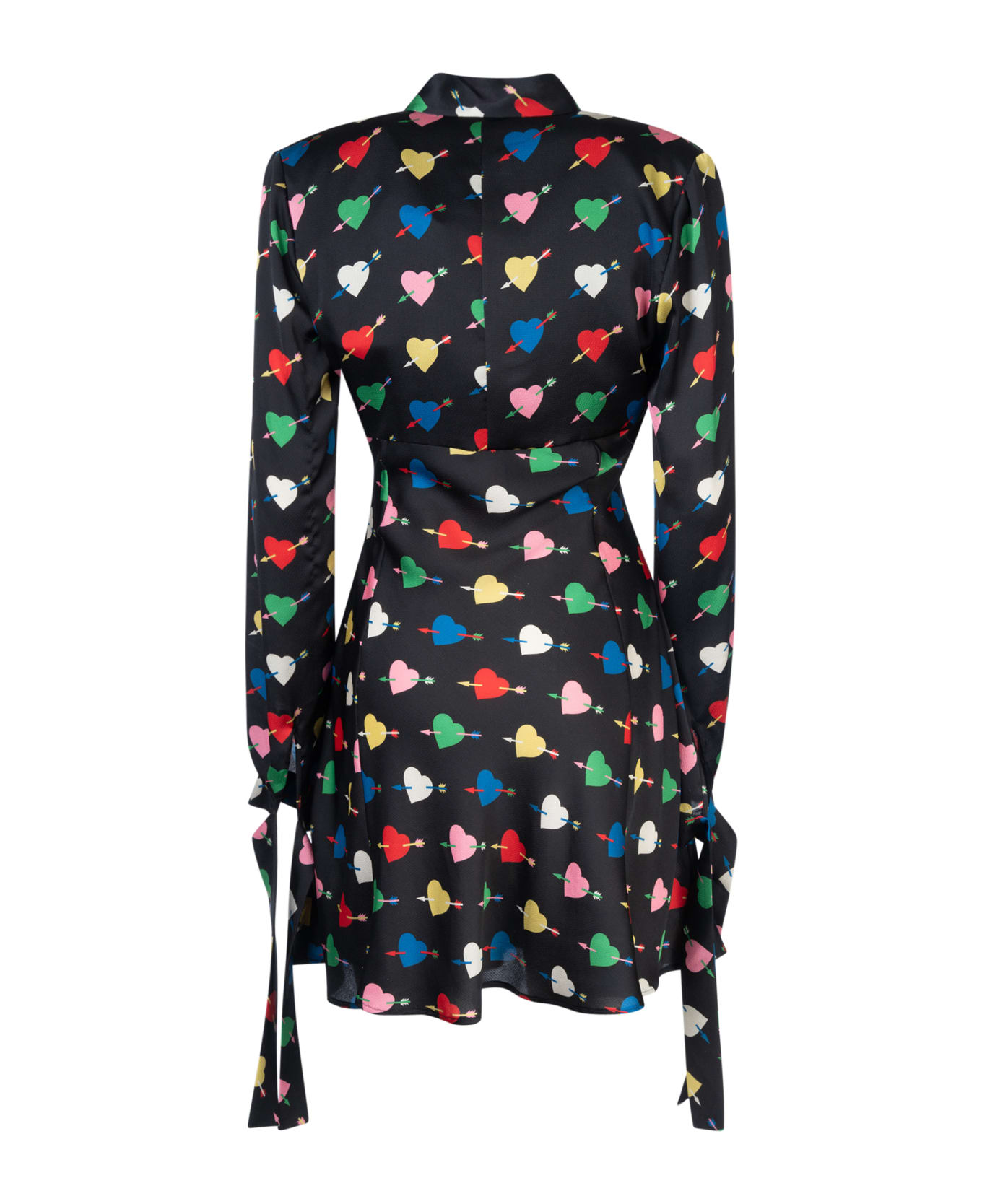 MSGM Black Mini Dress With 'arrowed Heart Print' Motif - Black