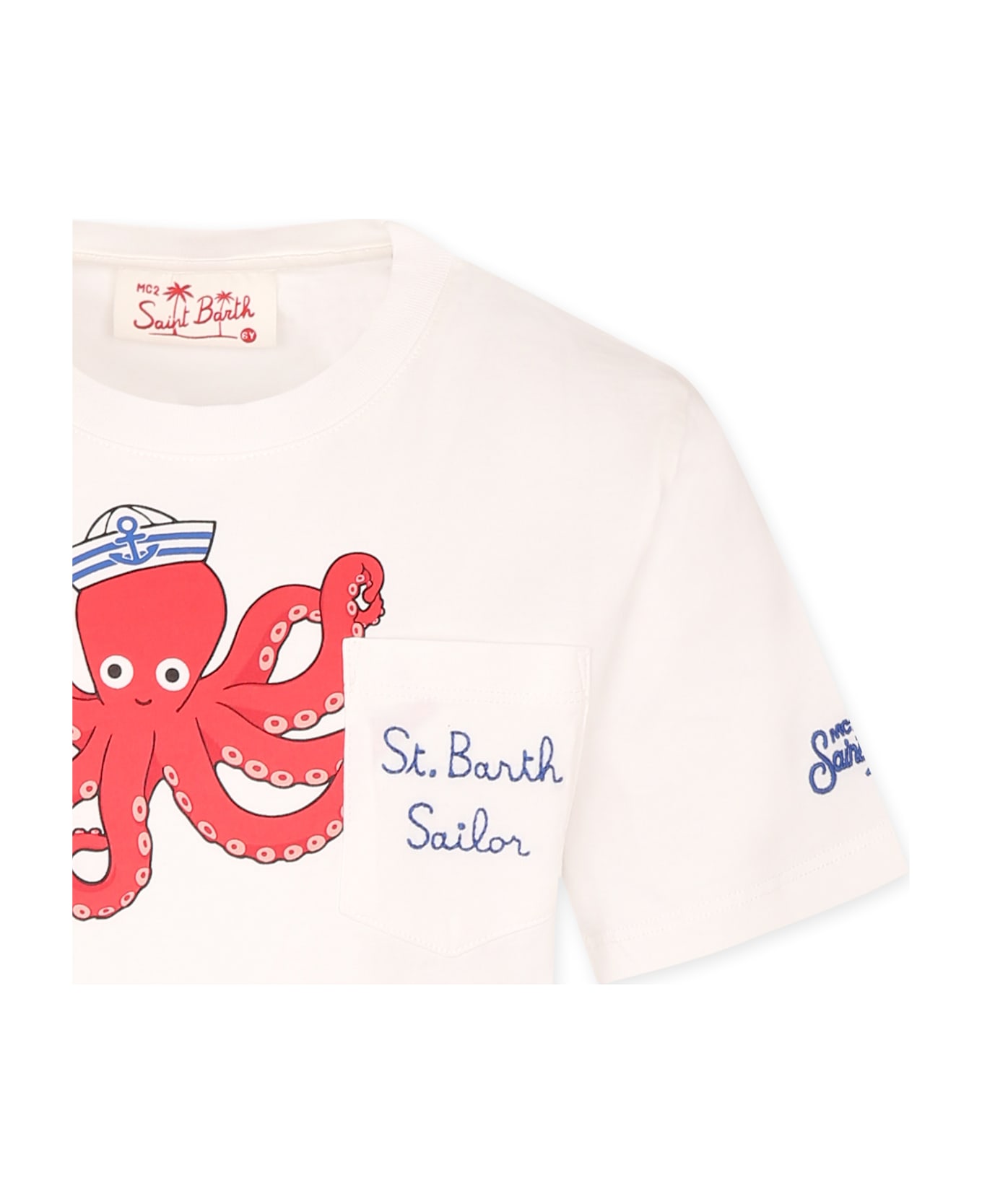 MC2 Saint Barth White T-shirt For Boy With Octopus - White