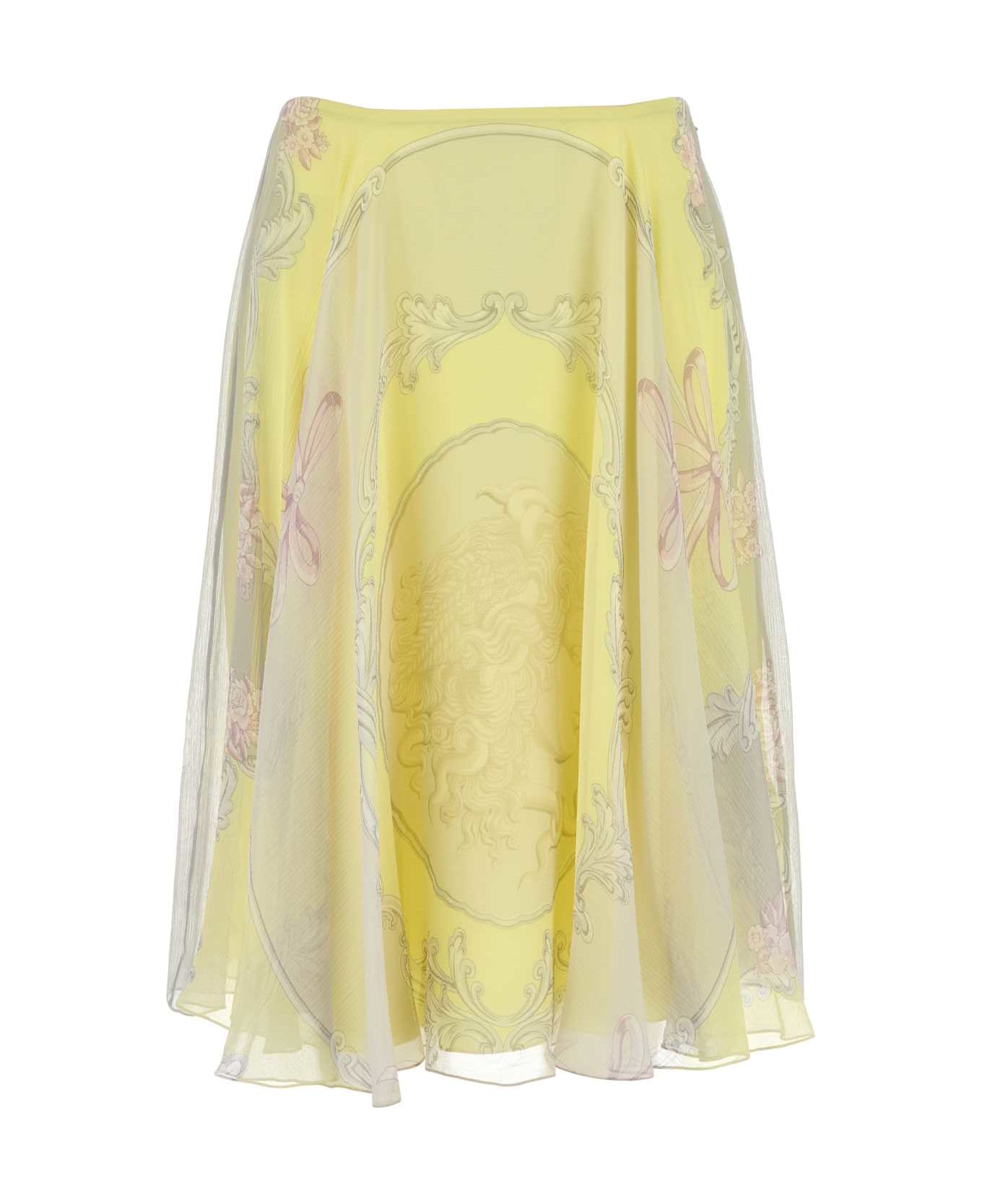 Versace Printed Crepe Skirt - PALEYELLOWLIGHTGREY