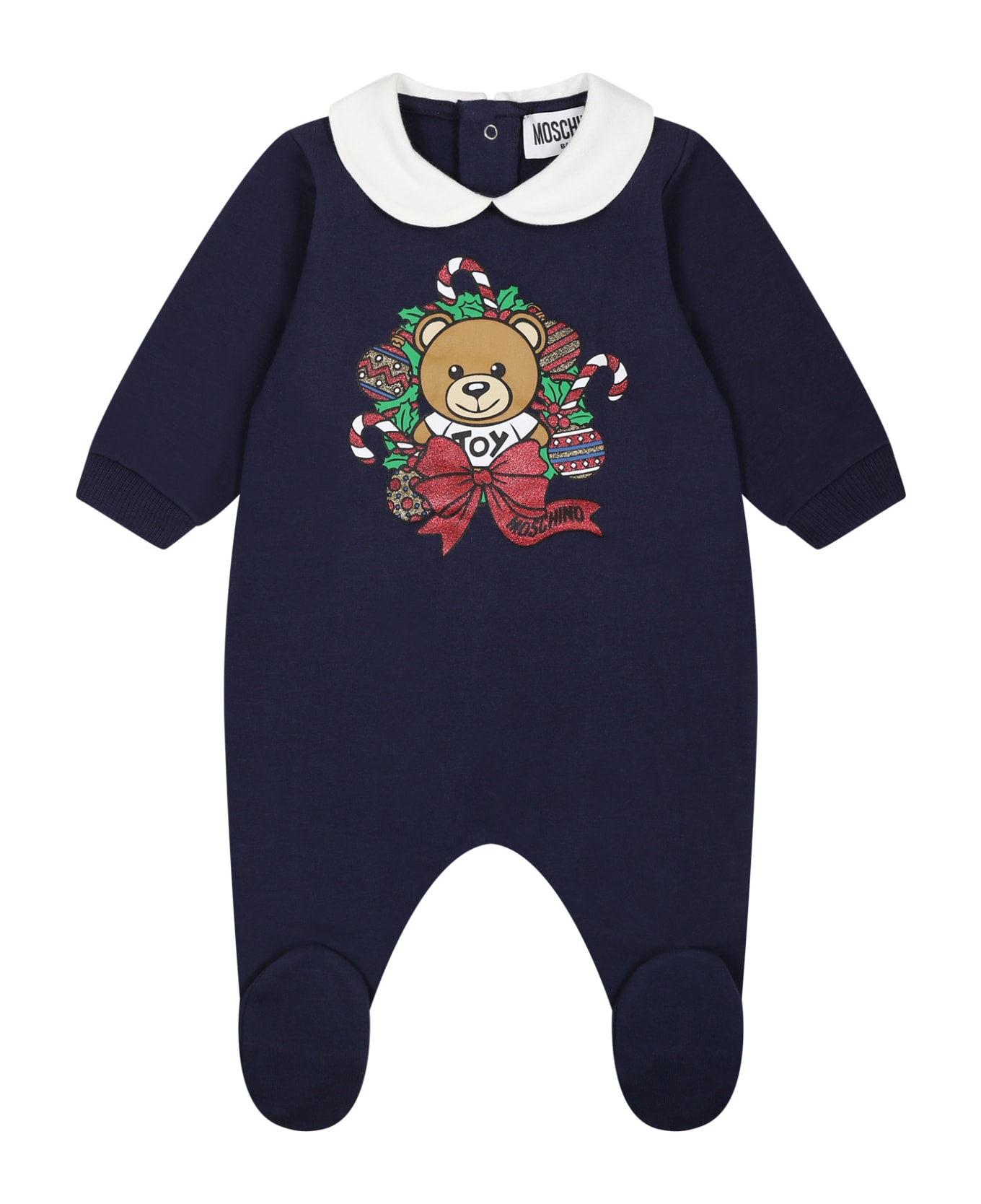 Moschino Blue Babygrow For Baby Kids With Teddy Bear - Blue ボディスーツ＆セットアップ