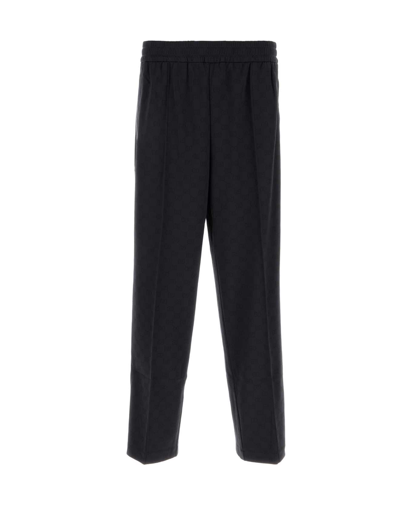 Gucci Embroidered Nylon Blend Joggers - NAVY