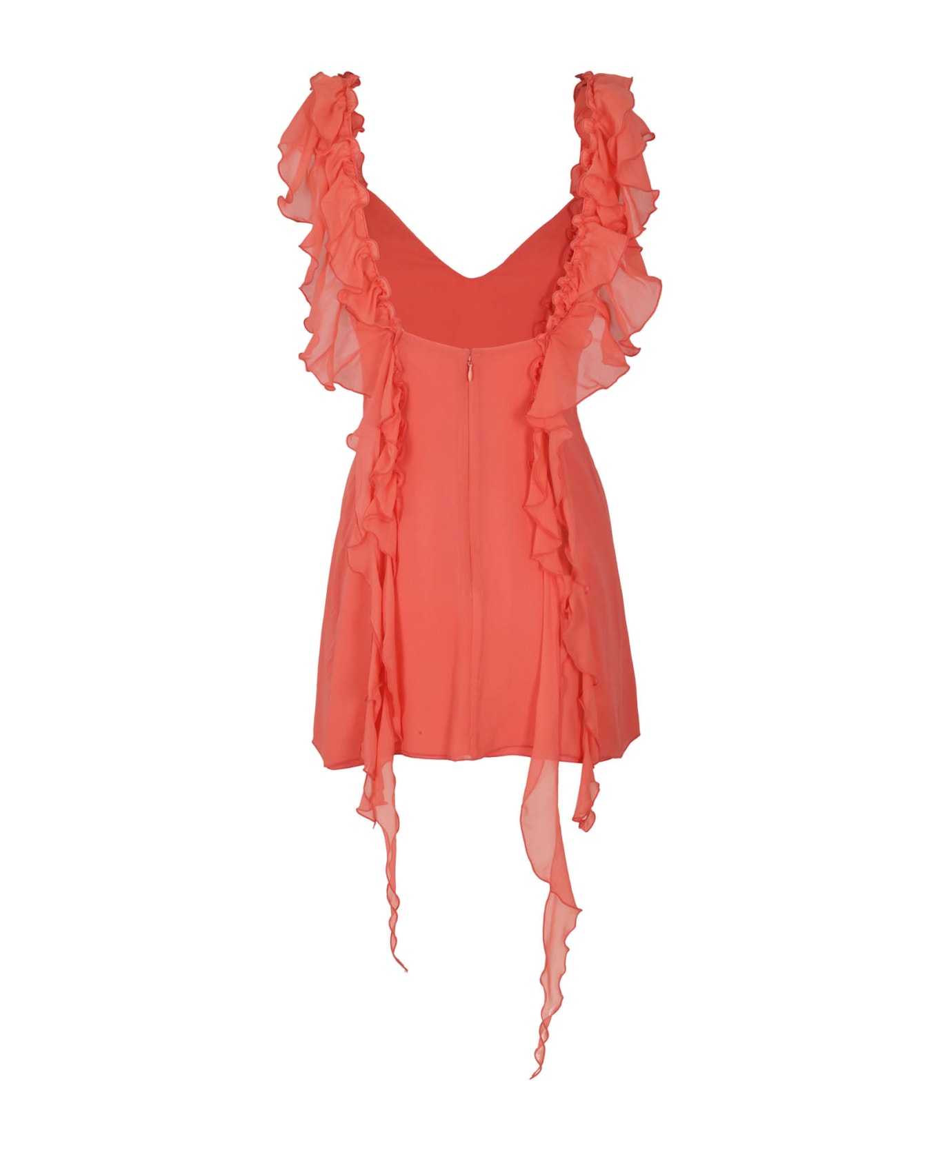 Amen Dress In Ggt W Rouches - Coral