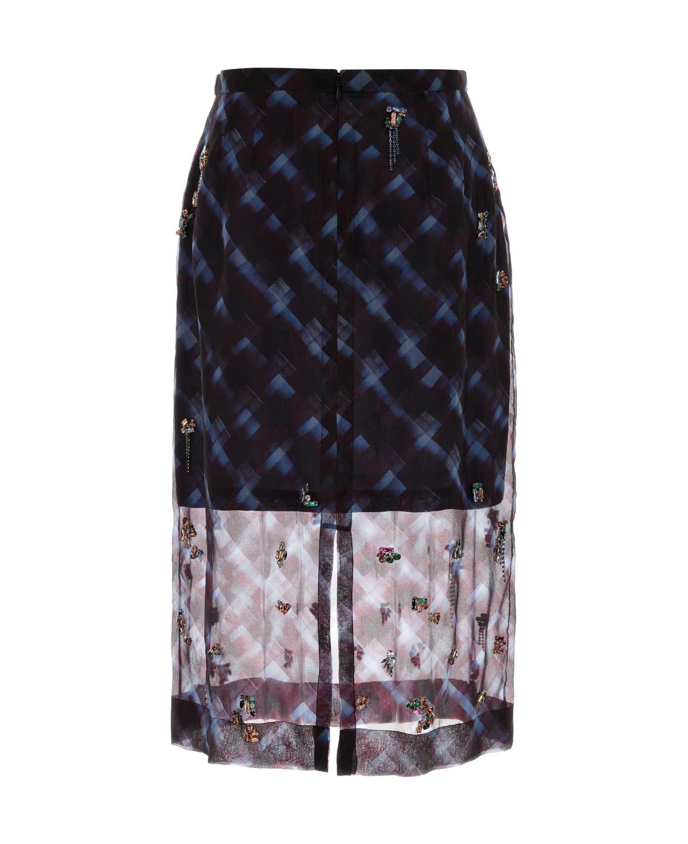 Dries Van Noten Printed Silk Sokna Skirt - BURGUNDY