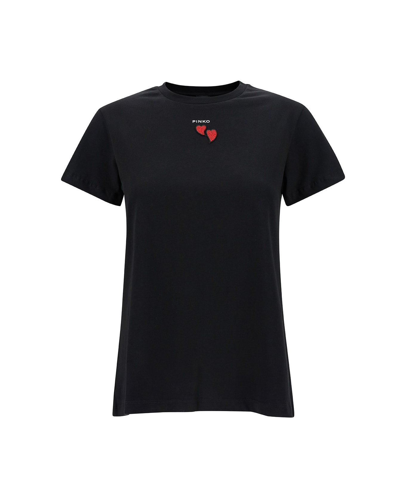 Pinko T-shirt Embroidery Hearts - Black Tシャツ