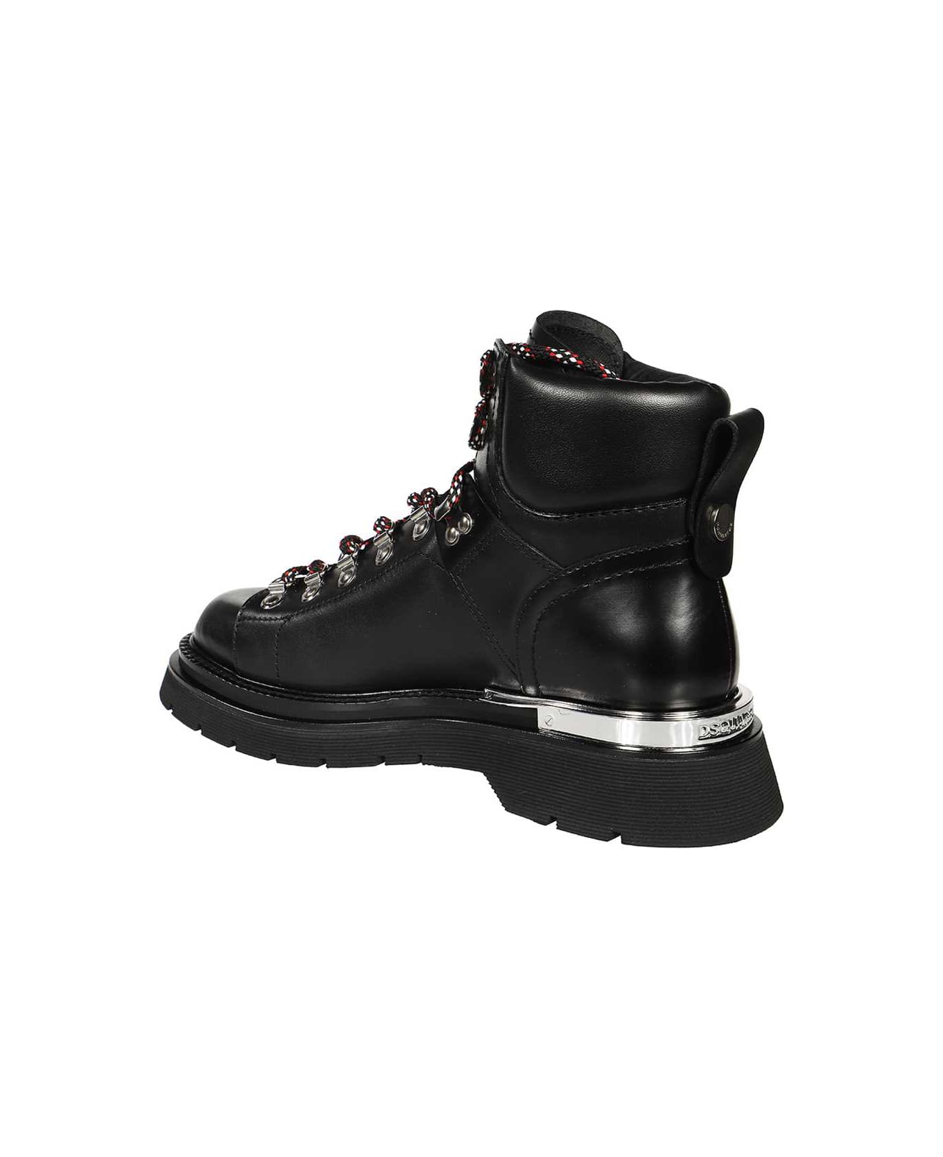 Dsquared2 Leather Combat Boots - black