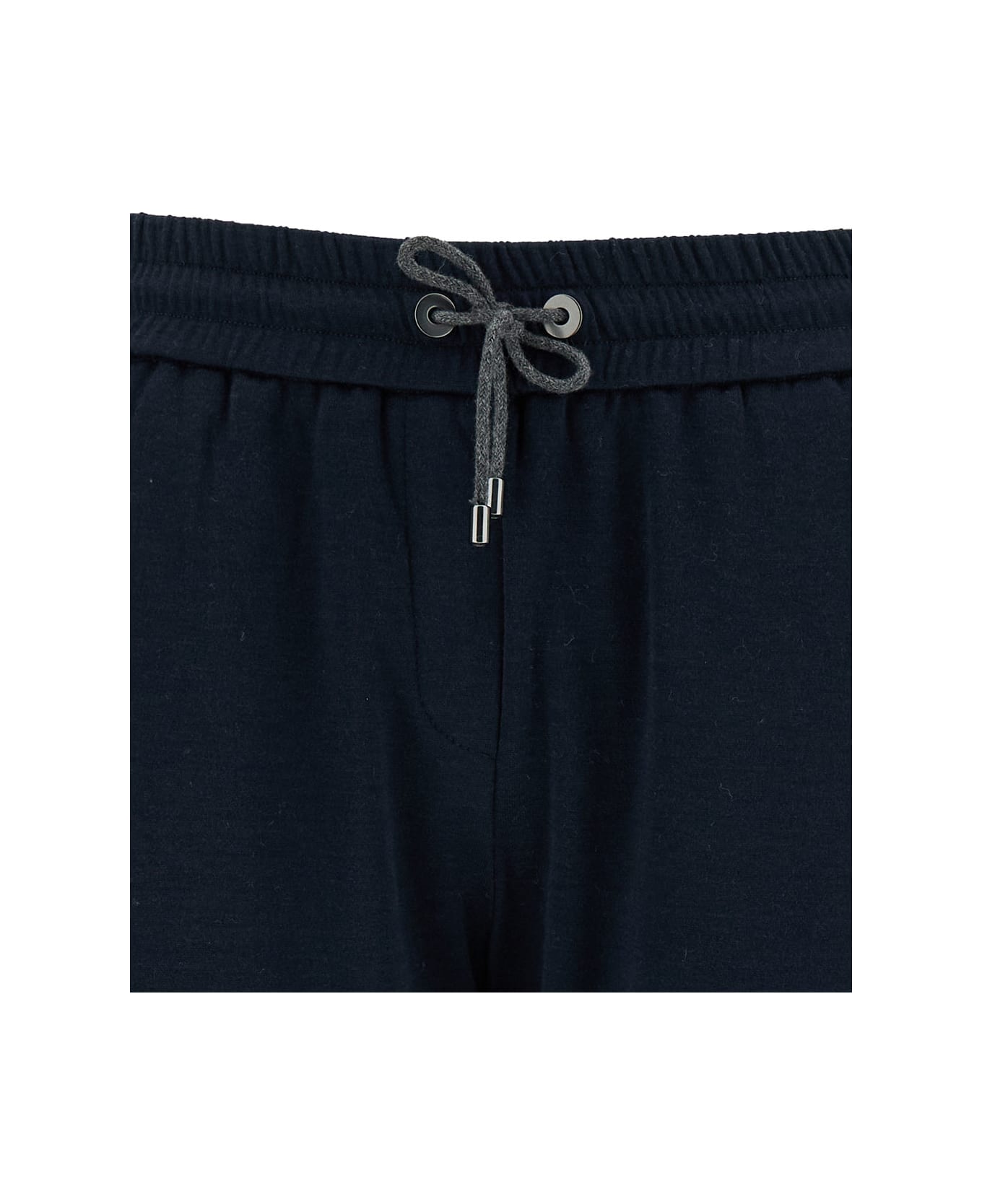 Brunello Cucinelli Blue Sports Pants With Drawstring In Cotton And Silk Woman - Blue