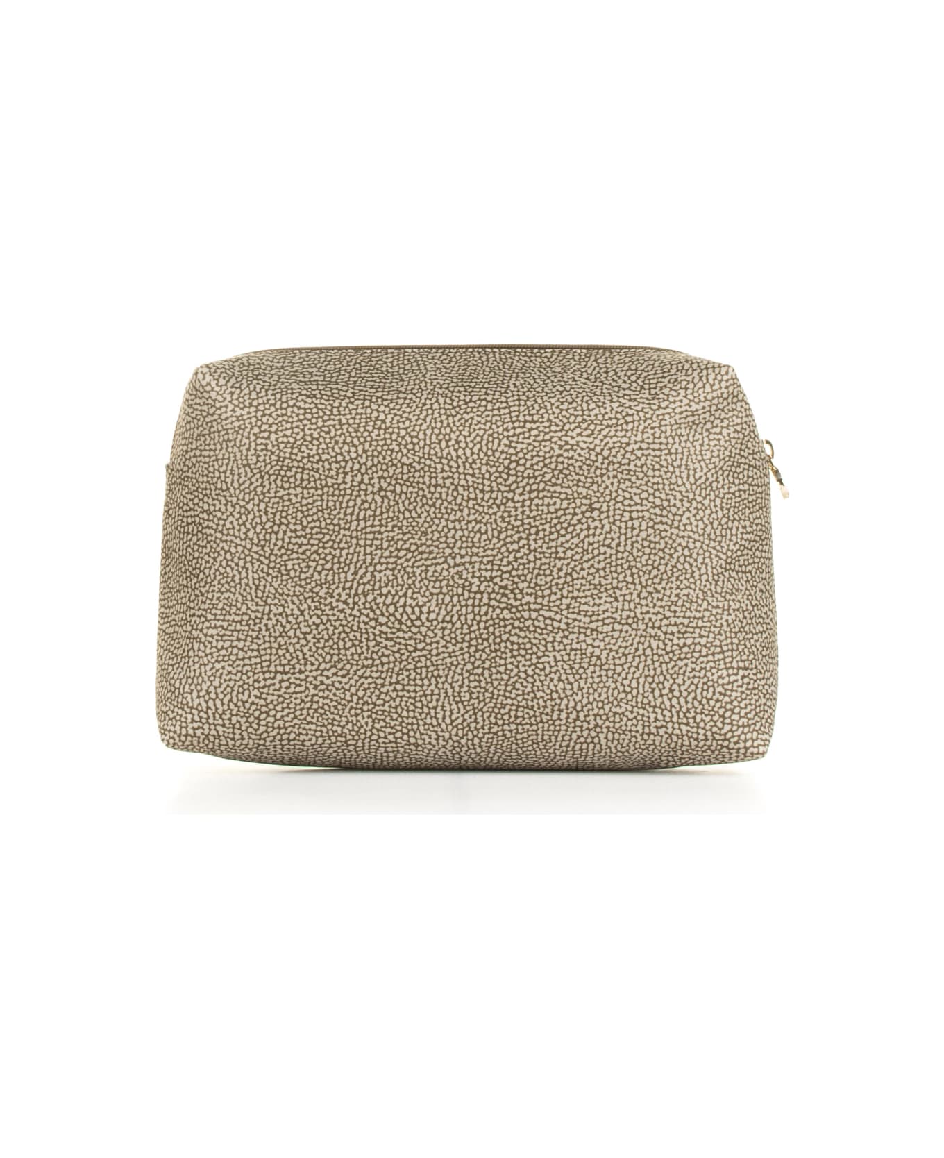Borbonese Medium Clutch Bag In Op Fabric And Leather - BEIGE/MARRONE クラッチバッグ