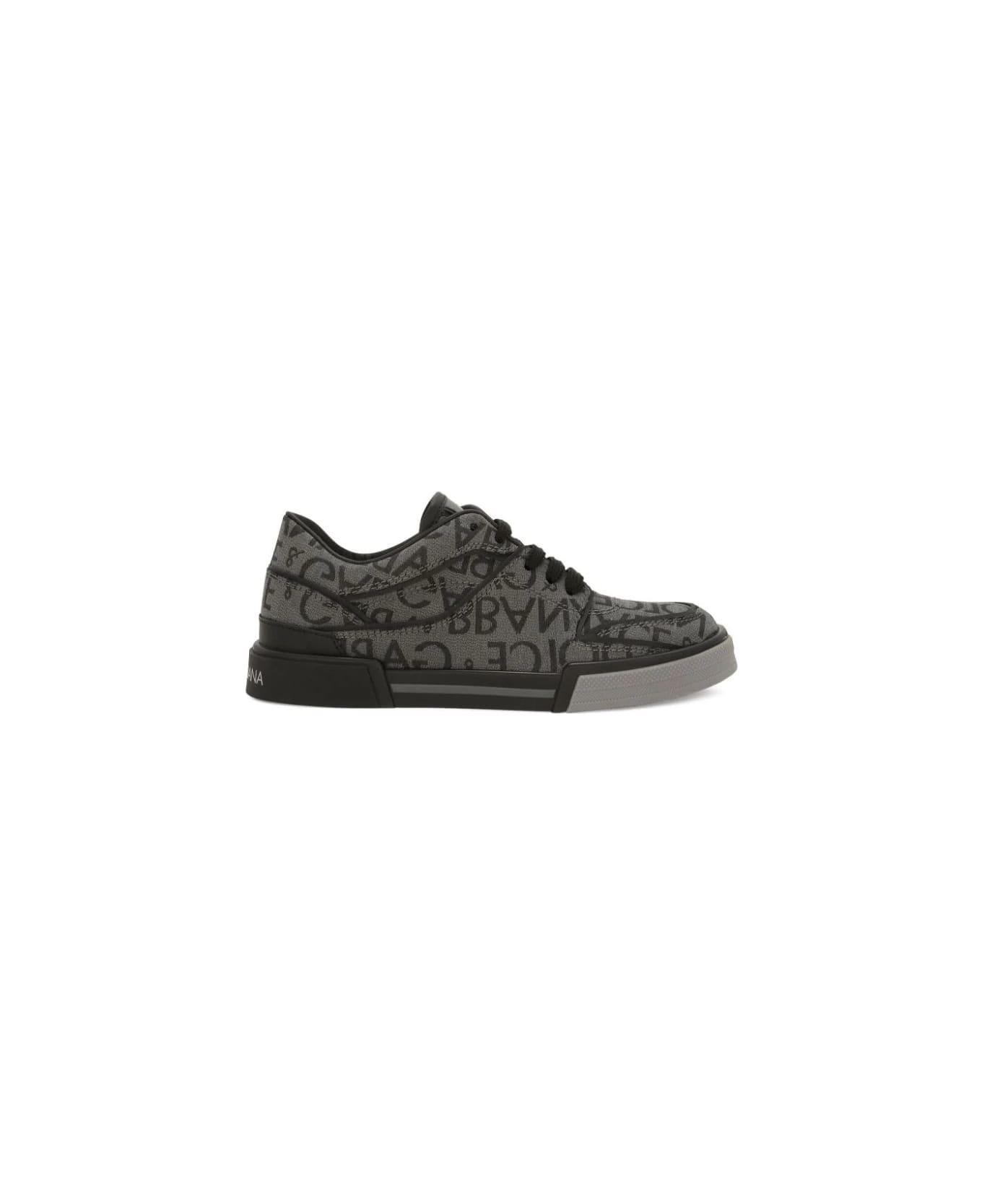 Dolce & Gabbana Grey New Roma Sneakers In Calf Leather - Grey