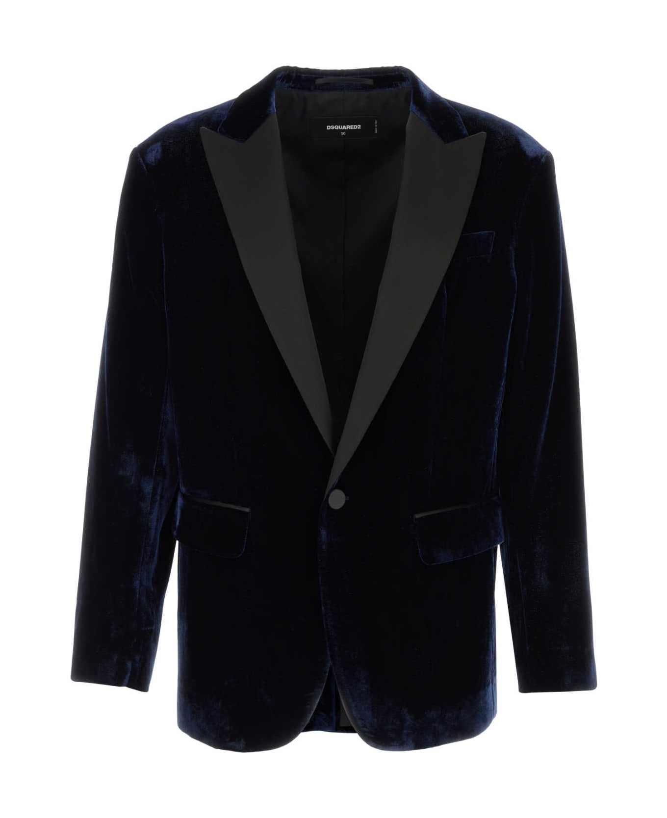 Dsquared2 Midnight Blue Velvet Blazer - NAVYBLUE