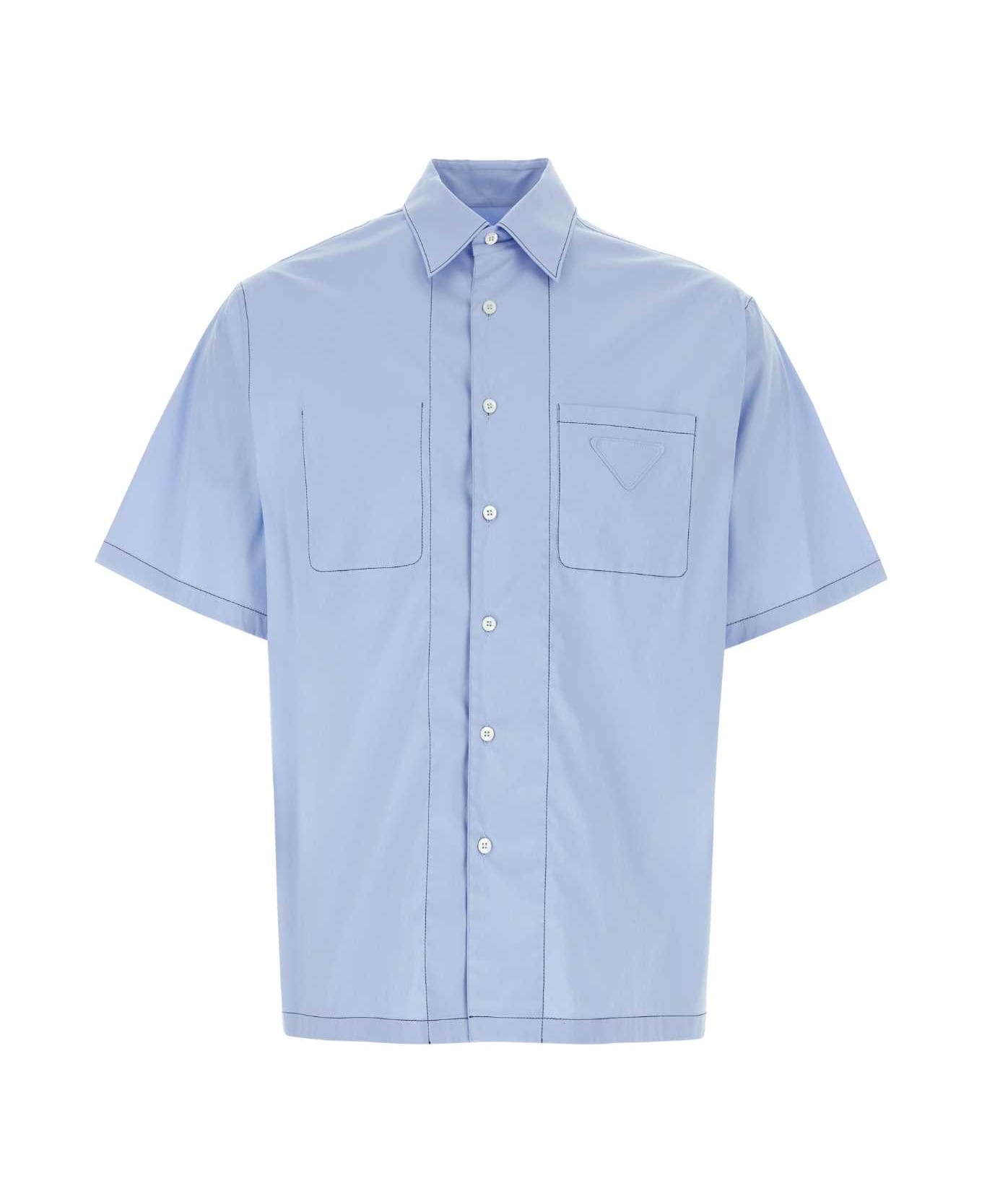 Prada Light Blue Stretch Poplin Shirt - CIELO