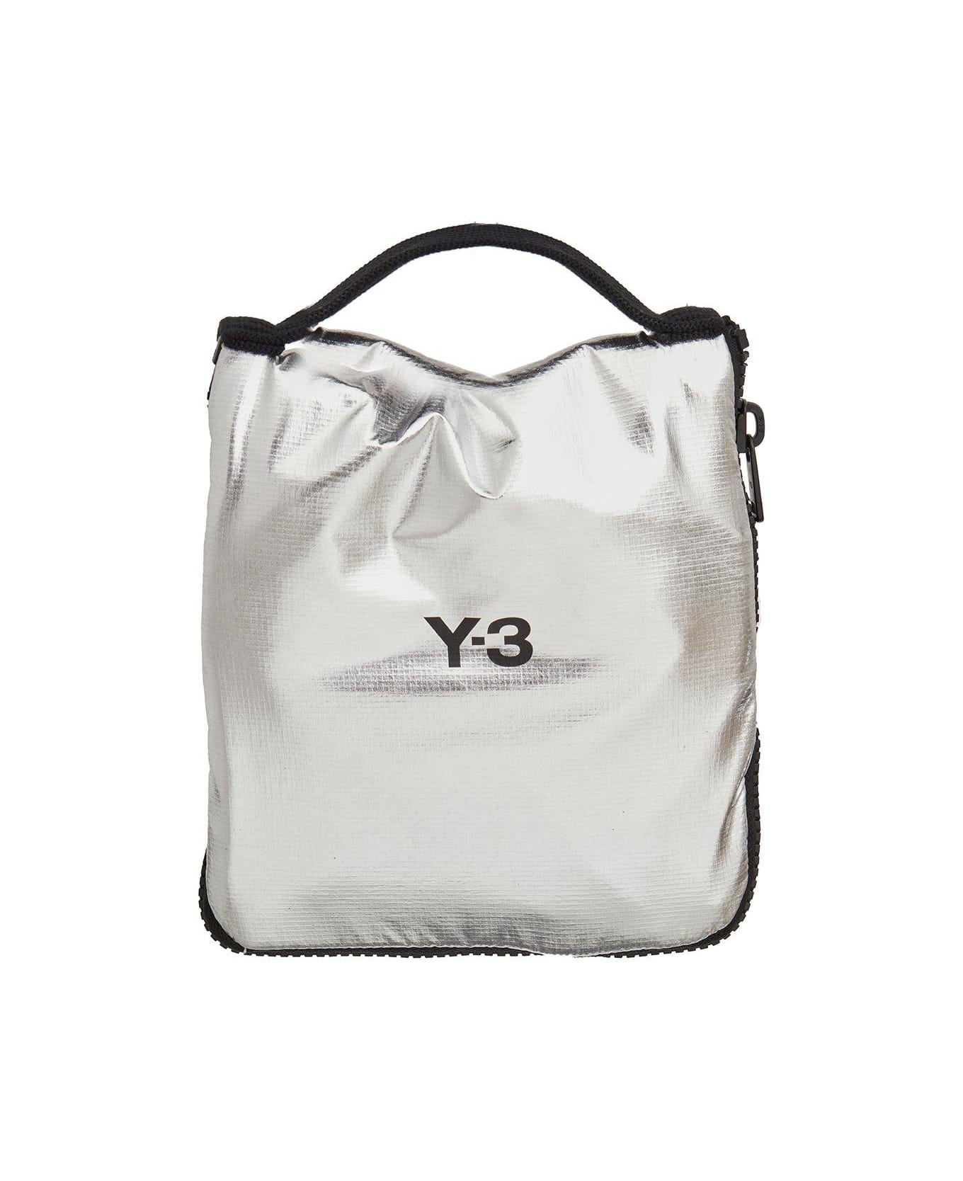 Y-3 Logo Printed Zip-around Packable Tote Bag - Silver