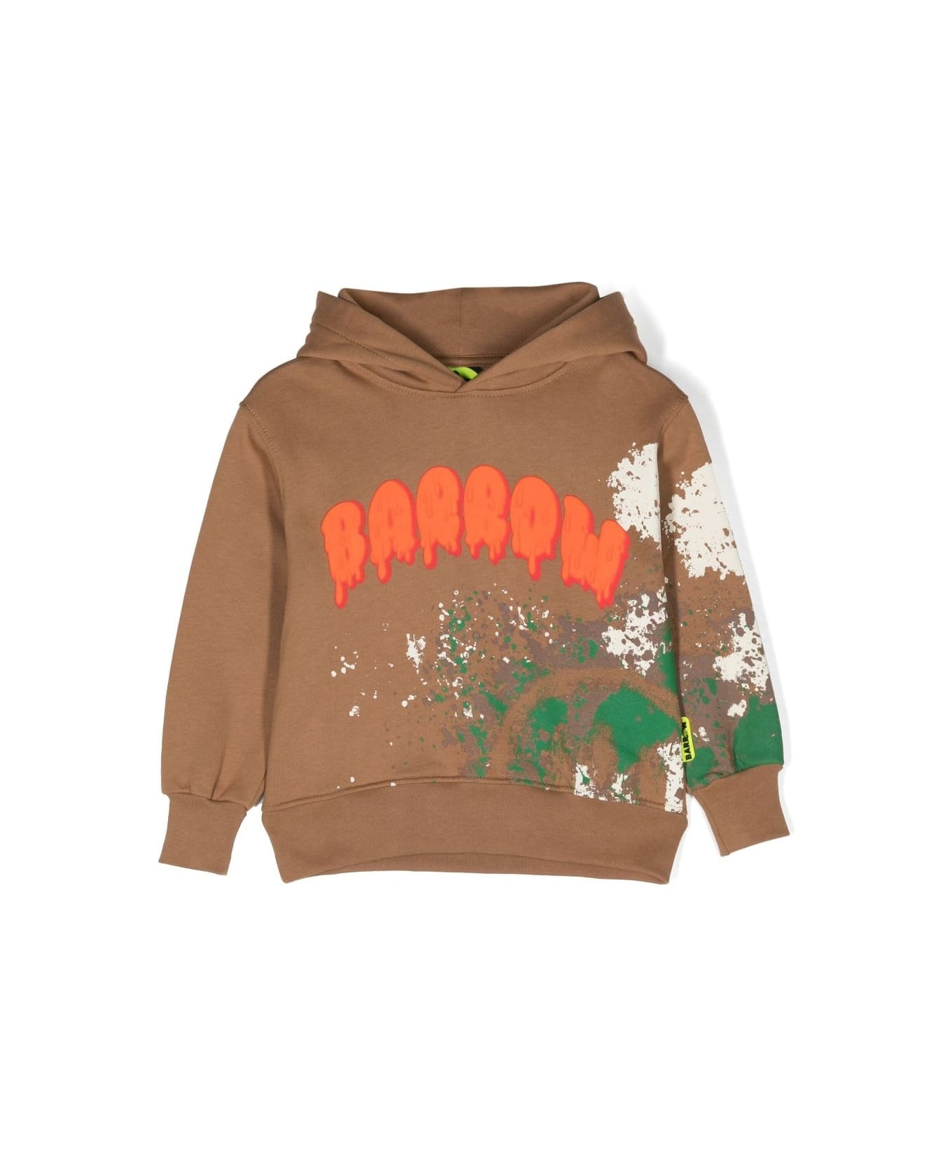 Barrow Burnt Sand Hoodie With Logo Print And Colour Spots - Biscotto