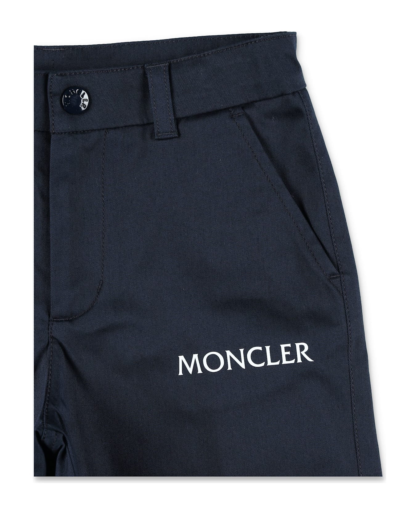 Moncler Kid - Logo Cotton Gabardine Shorts - NAVY