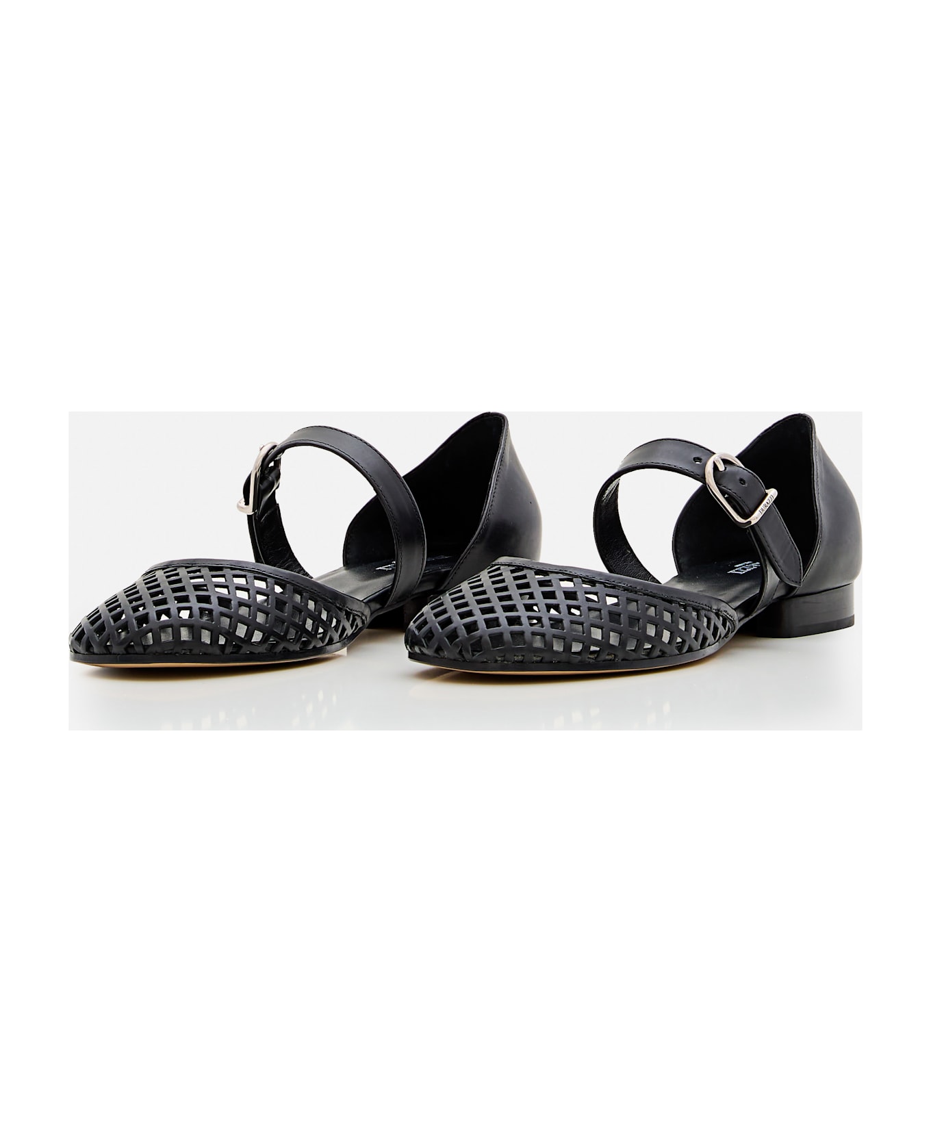 Durazzi Milano Perforated Net Ballerinas - Black