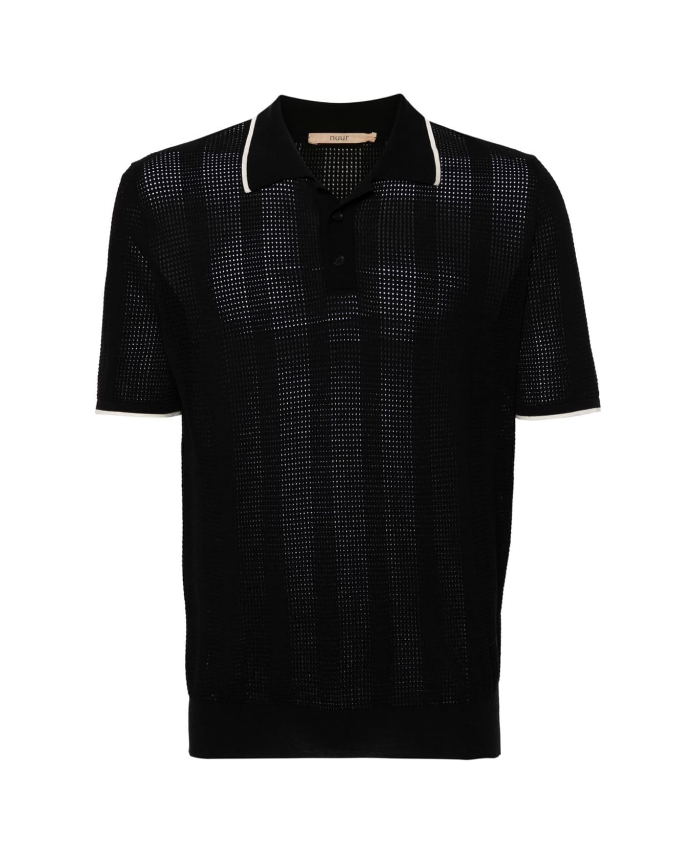 Nuur Short Sleeves Mix Polo - Black Ecru