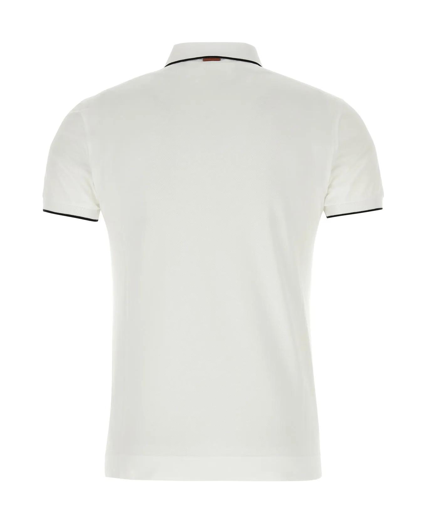 Zegna White Stretch Piquet Polo Shirt