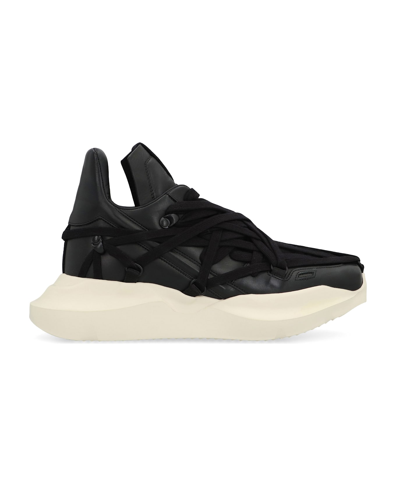 Rick Owens Megalaced Leather High-top Sneakers - black