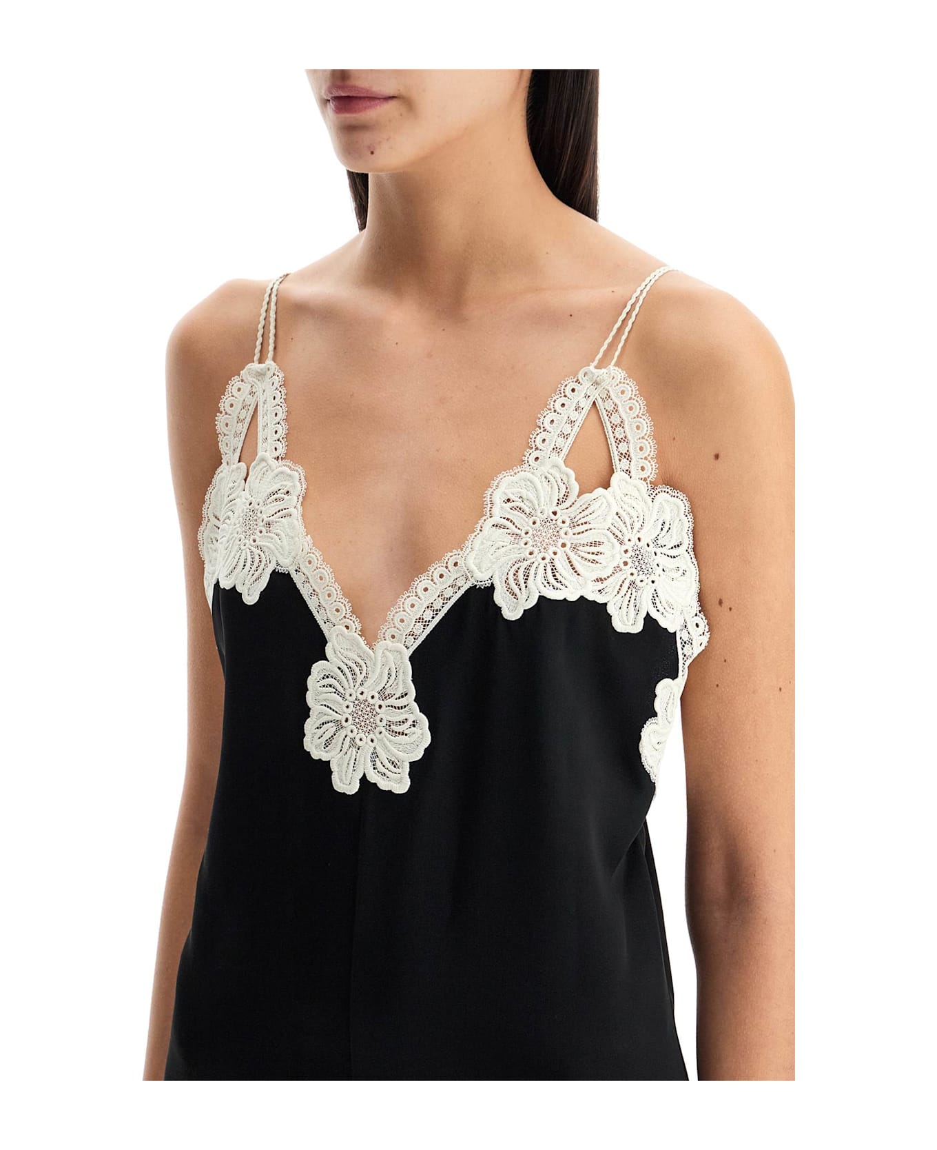 Jil Sander Lace-trimmed Slip Dress With - BLACK (Black)