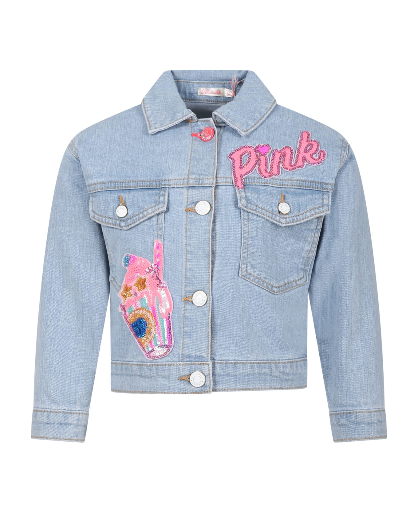 Billieblush Denim Jacket For Girl With Sequin Patch - Denim