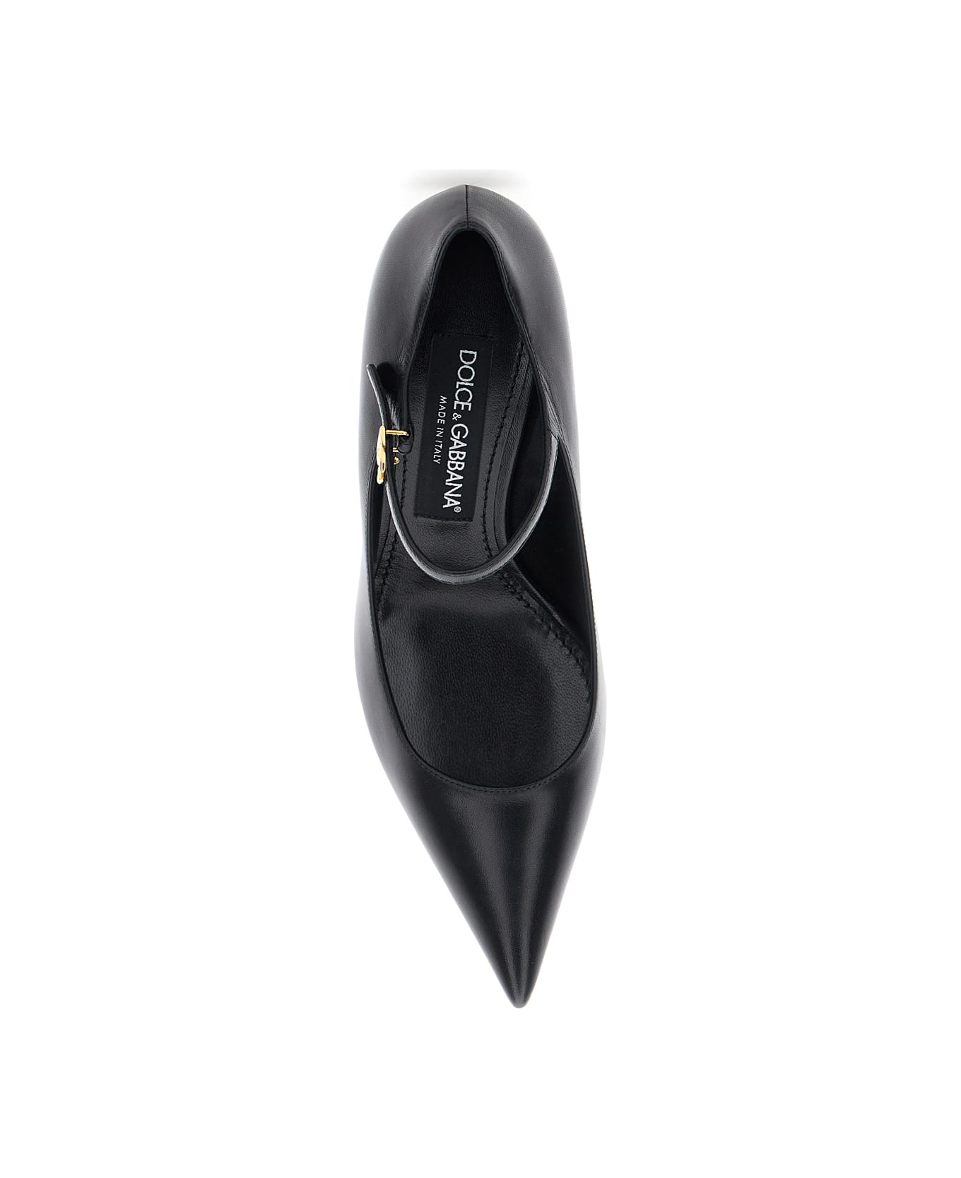 Dolce 
Gabbana Black Slingback Pumps With Medium Stiletto Heel And Lateral Logo Plaque In Patent Leather Woman - Black