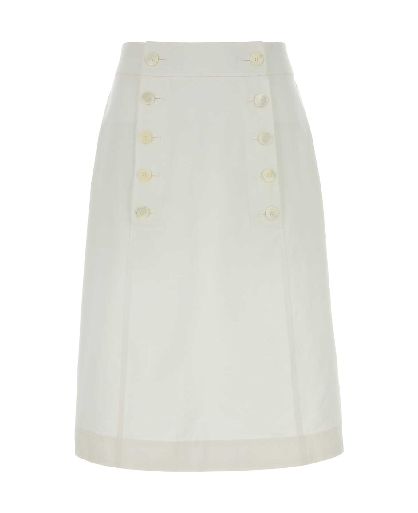 Prada White Gabardine Skirt - BIANCO