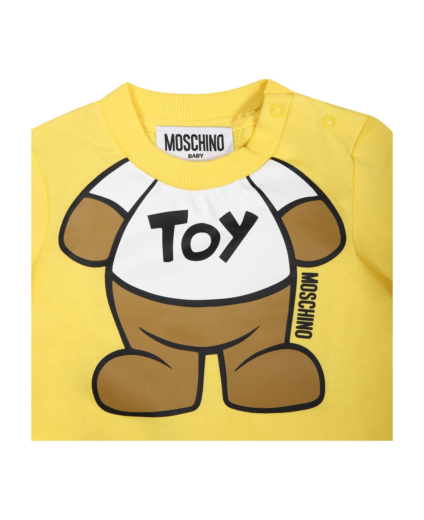 Moschino Yellow Romper For Baby Kids With Teddy Bear - Yellow